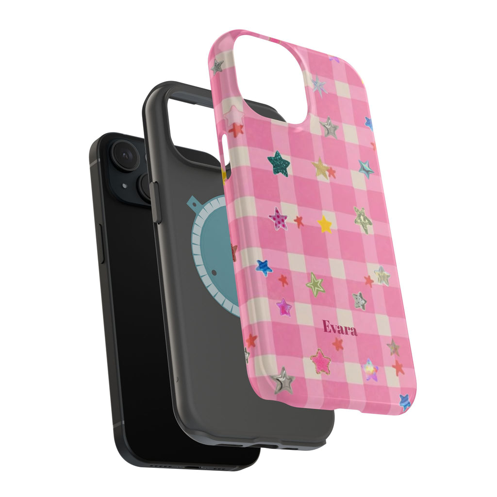 Pink Gingham Star Phone Case- Magsafe
