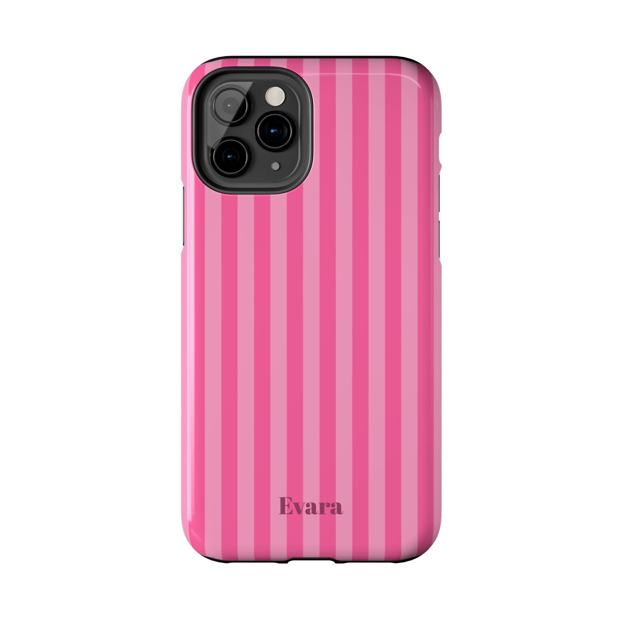 Pink Vertical Stripe Phone Case — Personalized Name Option