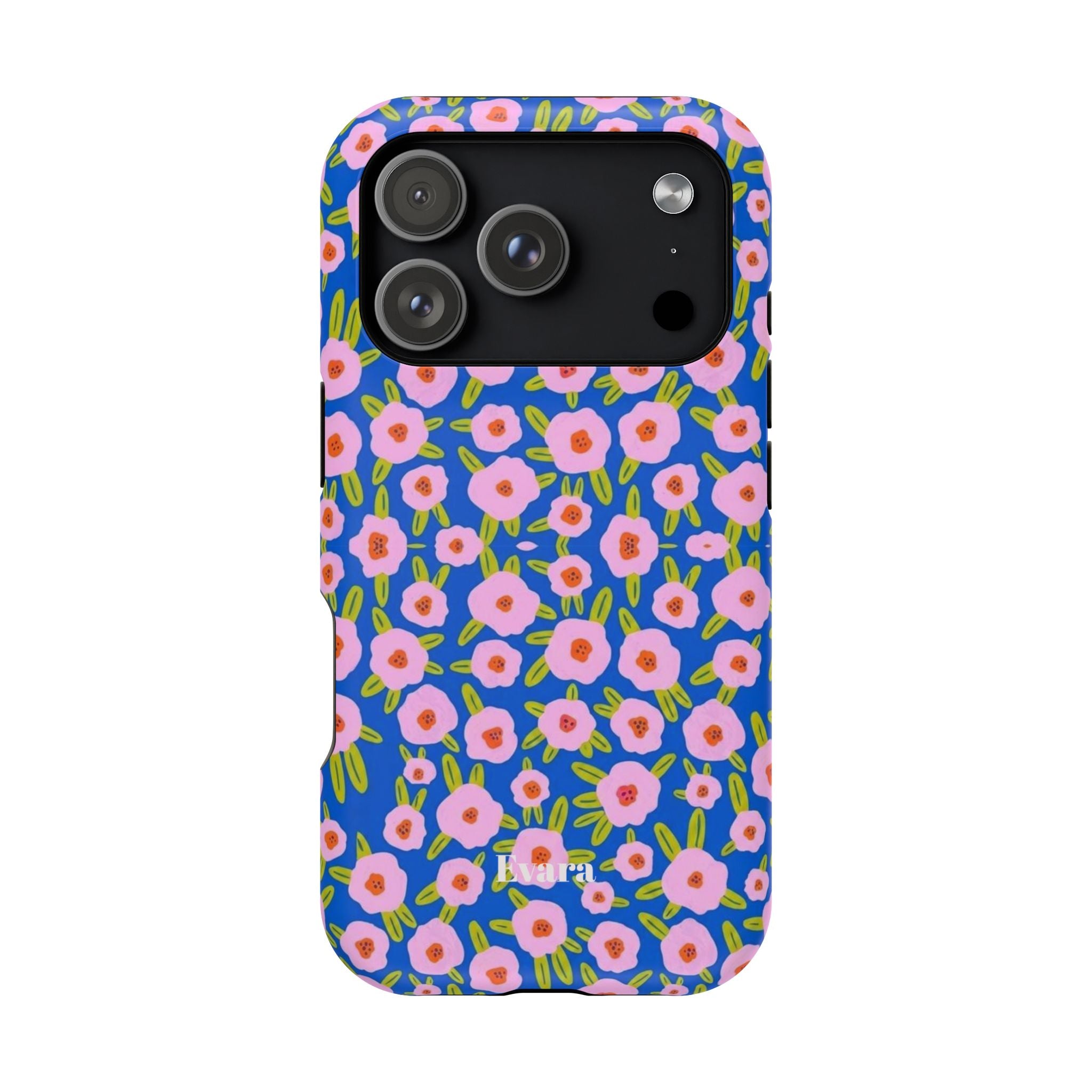 Bright Blue & Pink Floral Phone Case- Magsafe