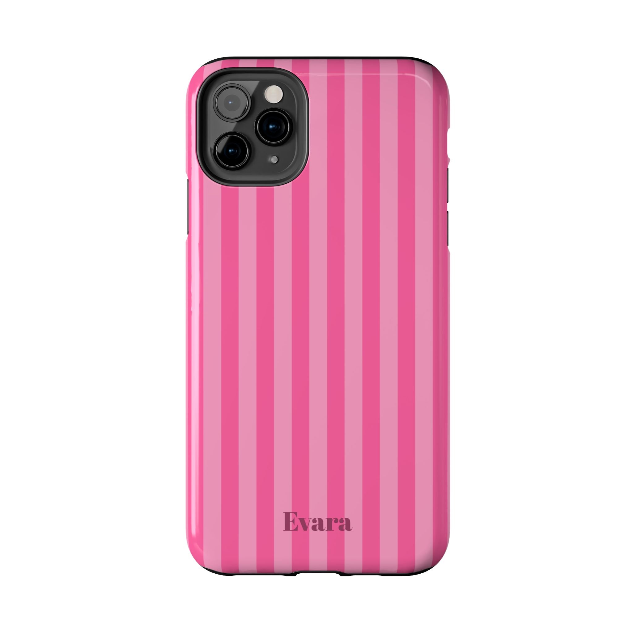 Pink Vertical Stripe Phone Case — Personalized Name Option