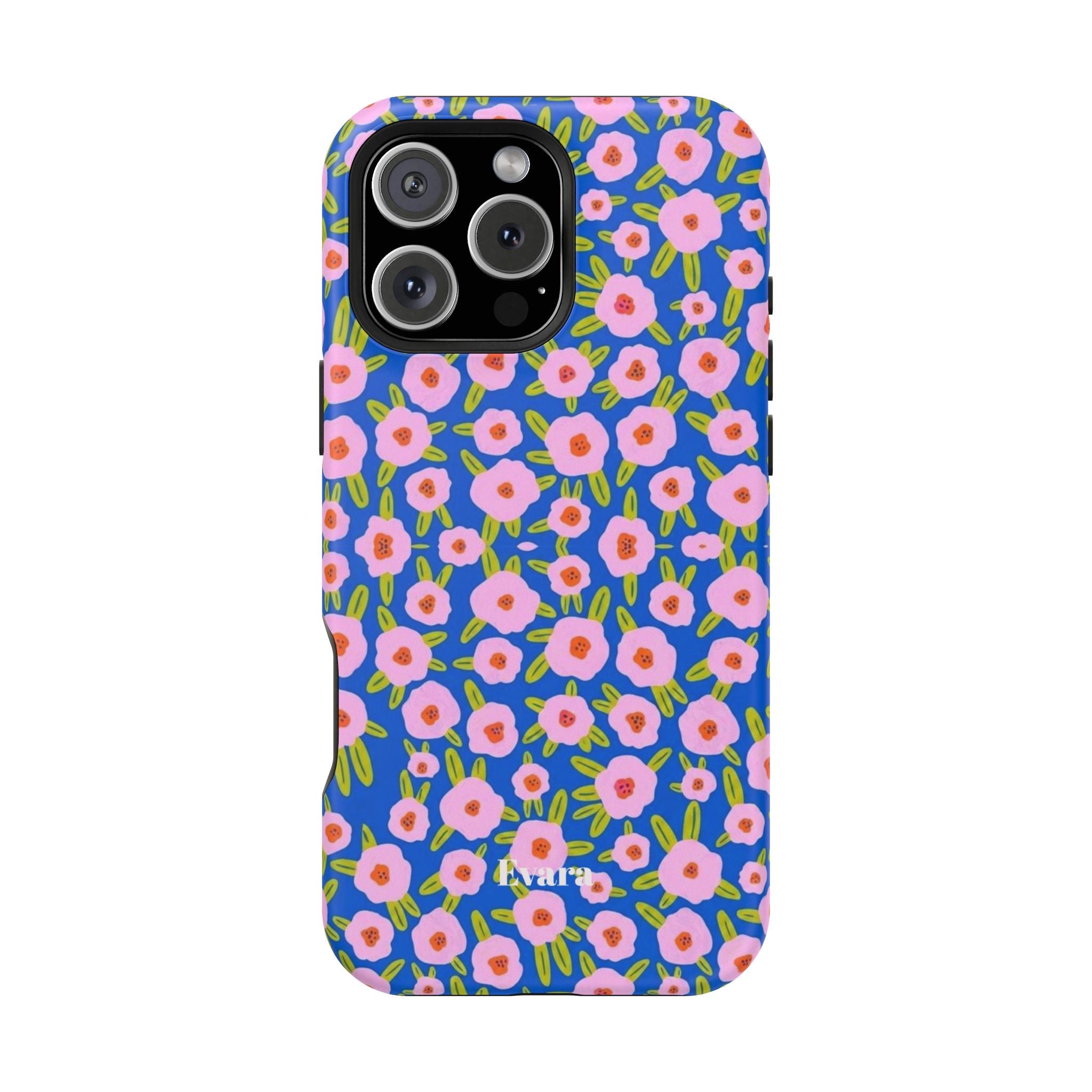 Bright Blue & Pink Floral Phone Case- Magsafe