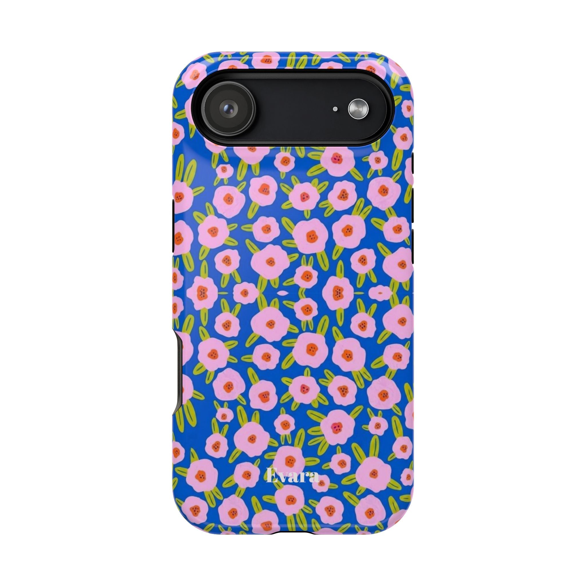 Bright Blue & Pink Floral Phone Case- Magsafe