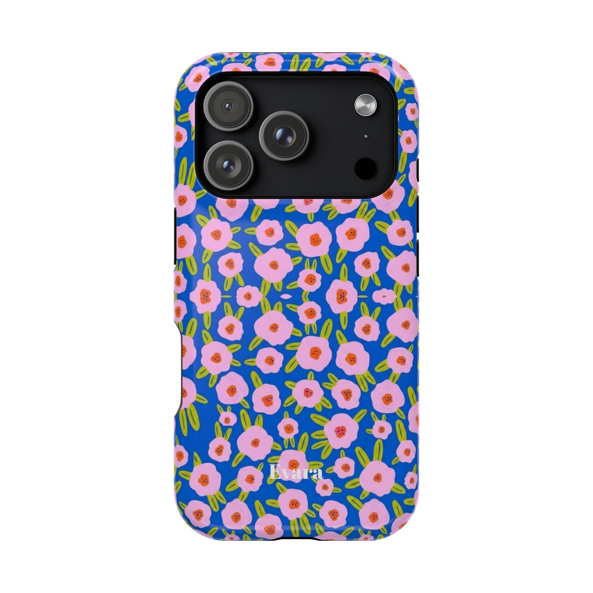 Bright Blue & Pink Floral Phone Case- Magsafe