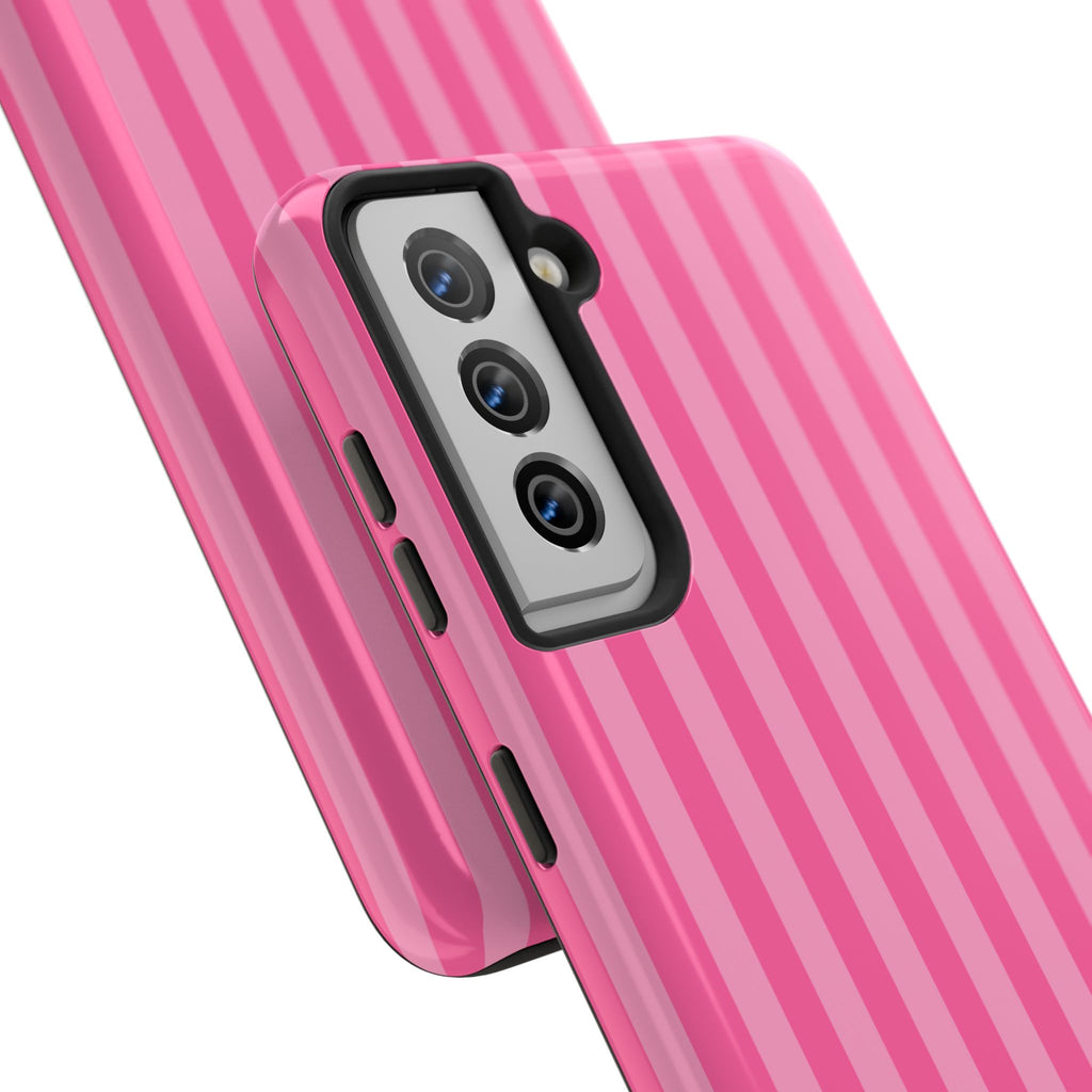 Pink Vertical Stripe Phone Case — Personalized Name Option