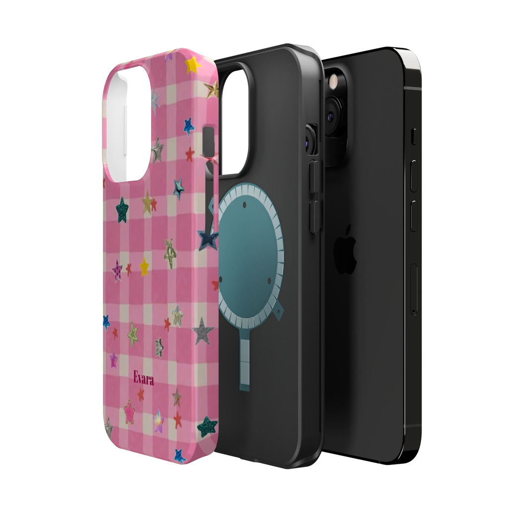 Pink Gingham Star Phone Case- Magsafe