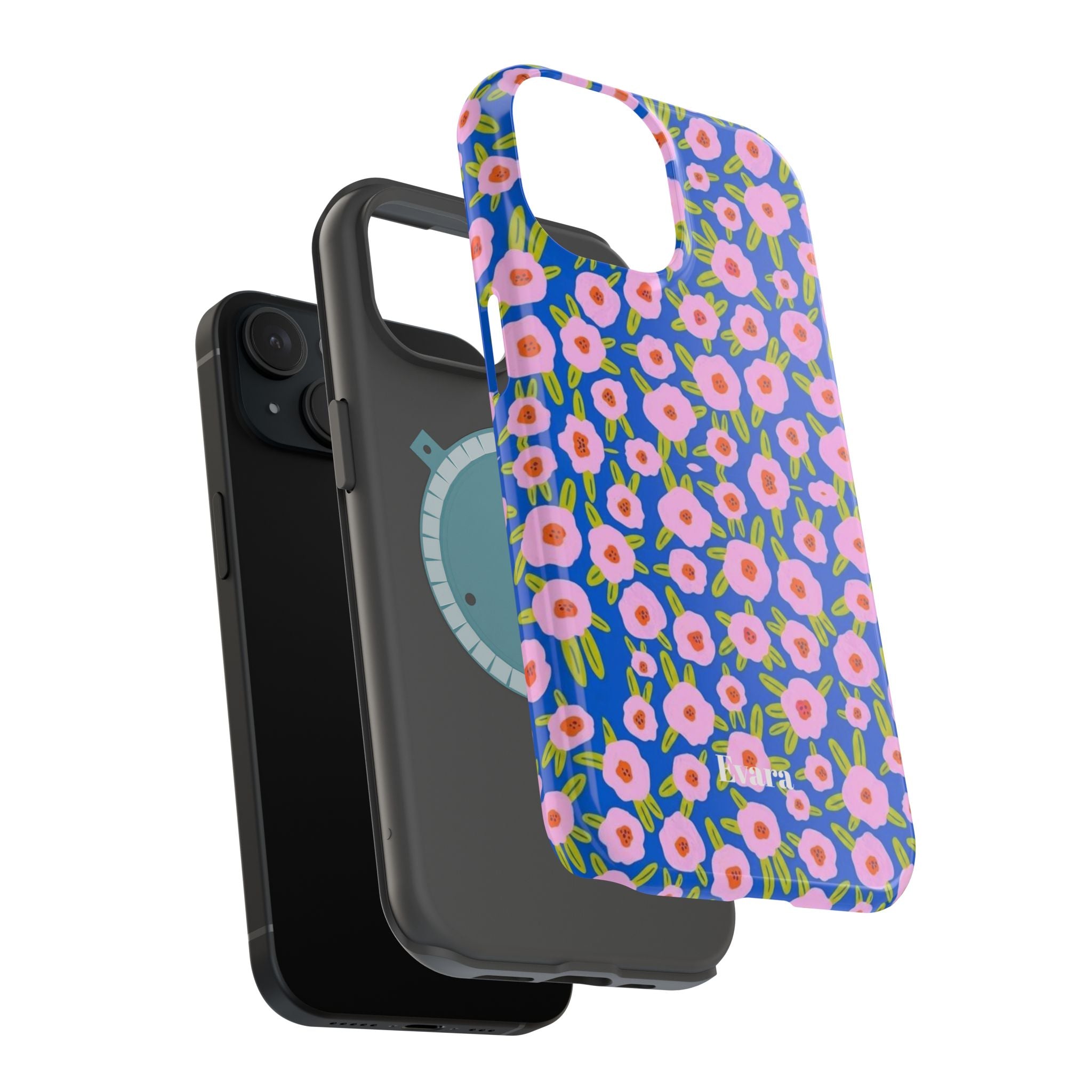 Bright Blue & Pink Floral Phone Case- Magsafe