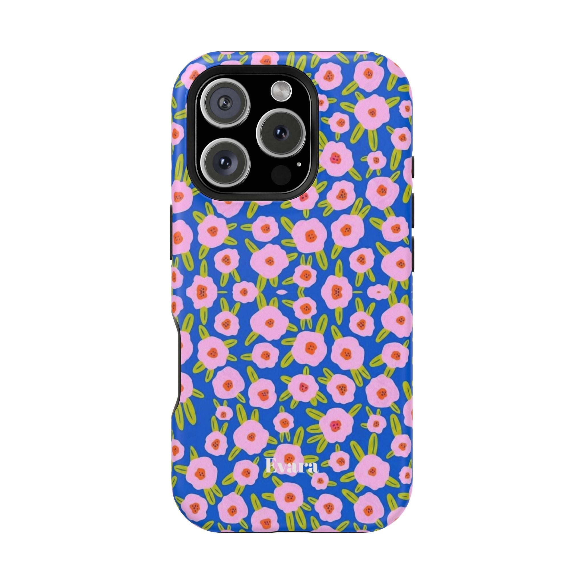 Bright Blue & Pink Floral Phone Case- Magsafe