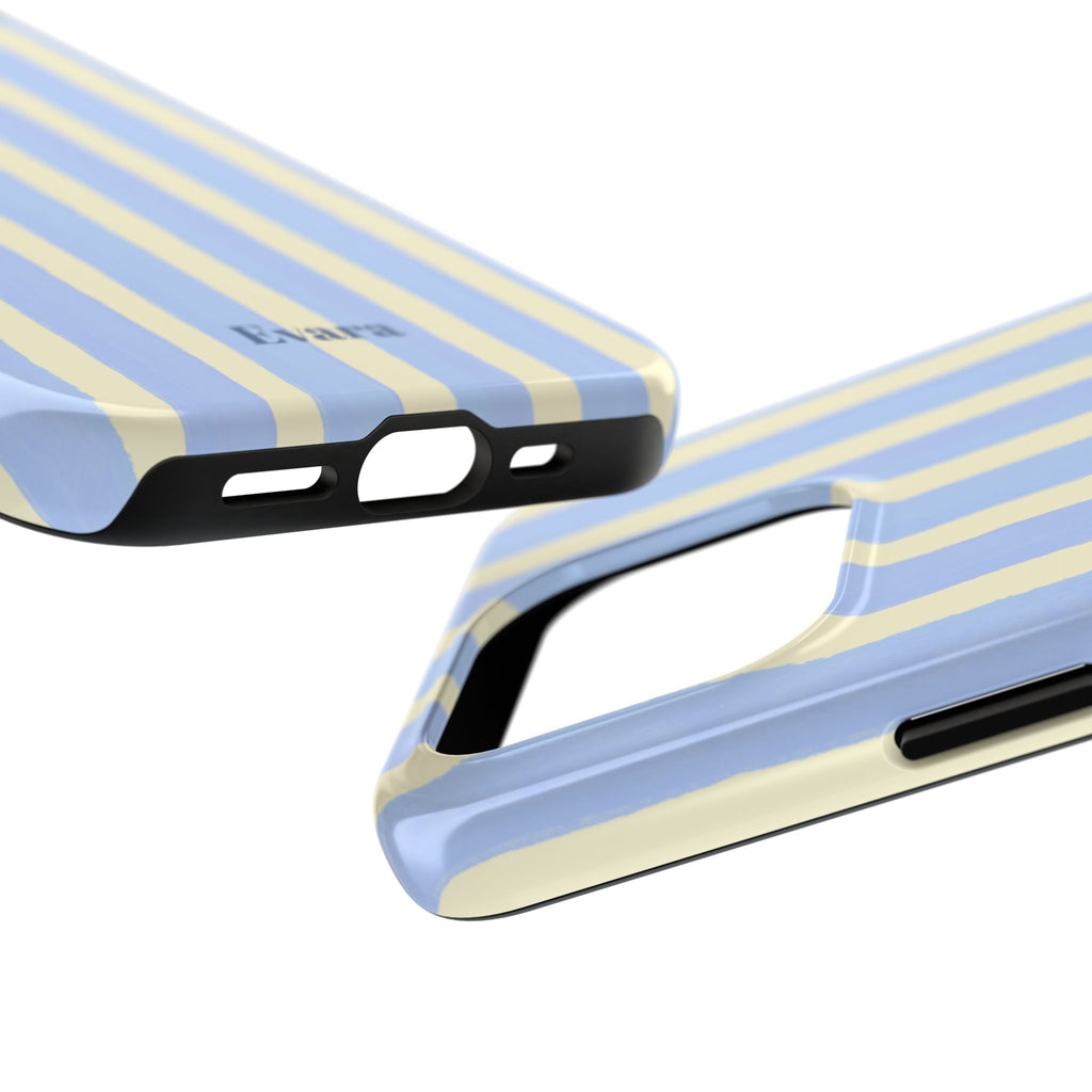 Pastel Blue & Cream Stripe Phone Case