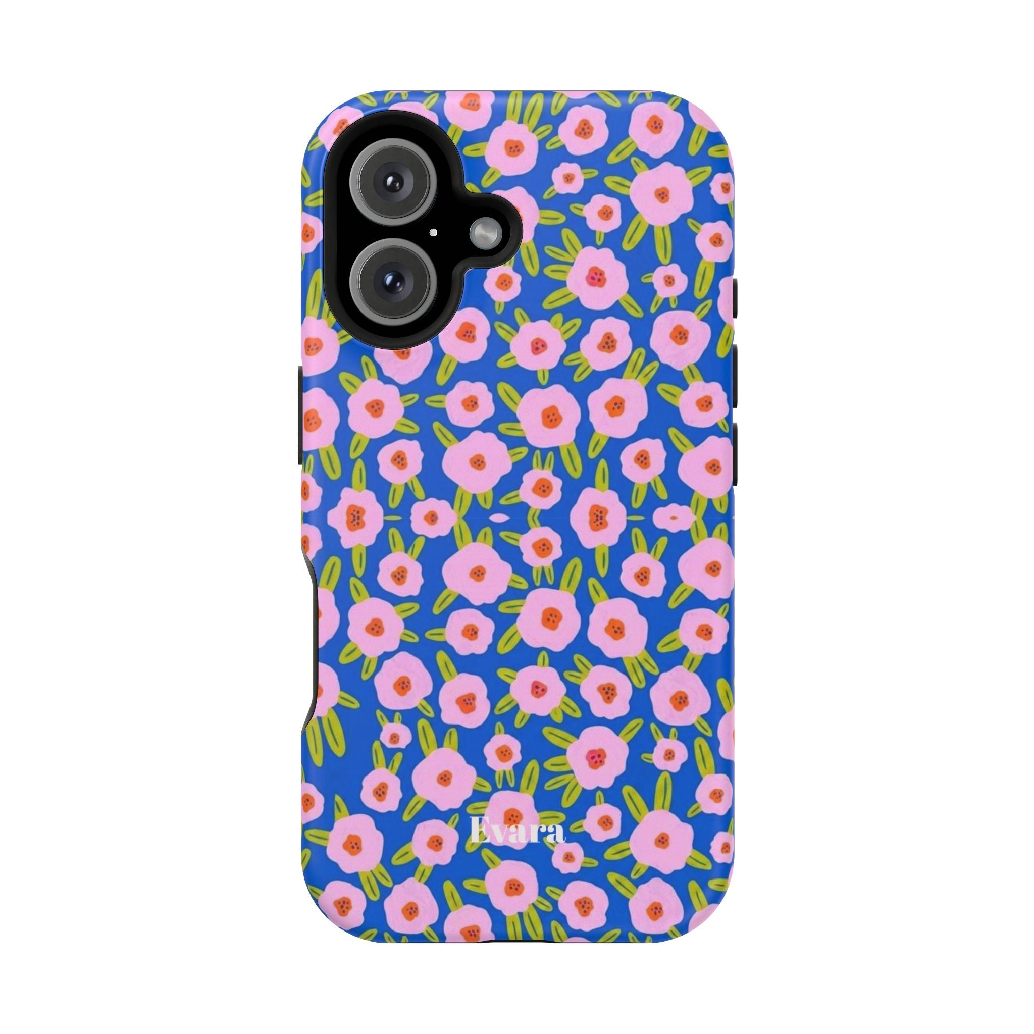 Bright Blue & Pink Floral Phone Case- Magsafe