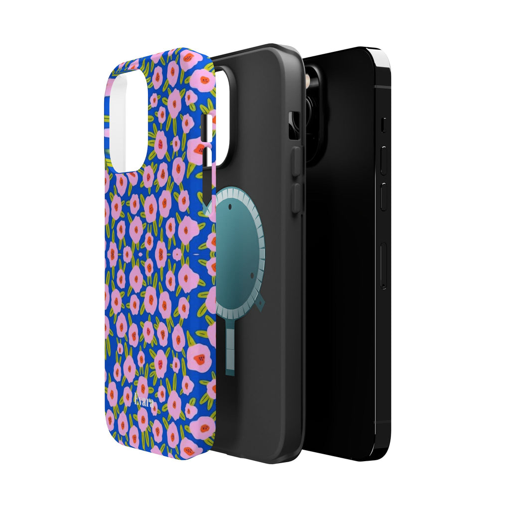 Bright Blue & Pink Floral Phone Case- Magsafe