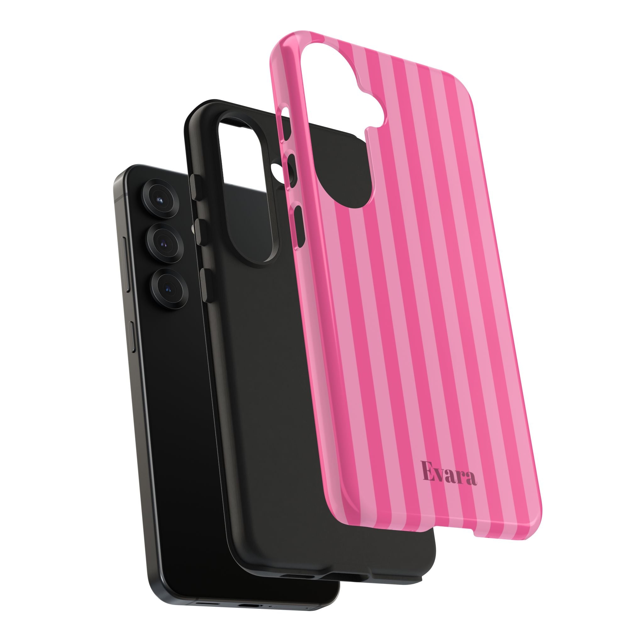 Pink Vertical Stripe Phone Case — Personalized Name Option