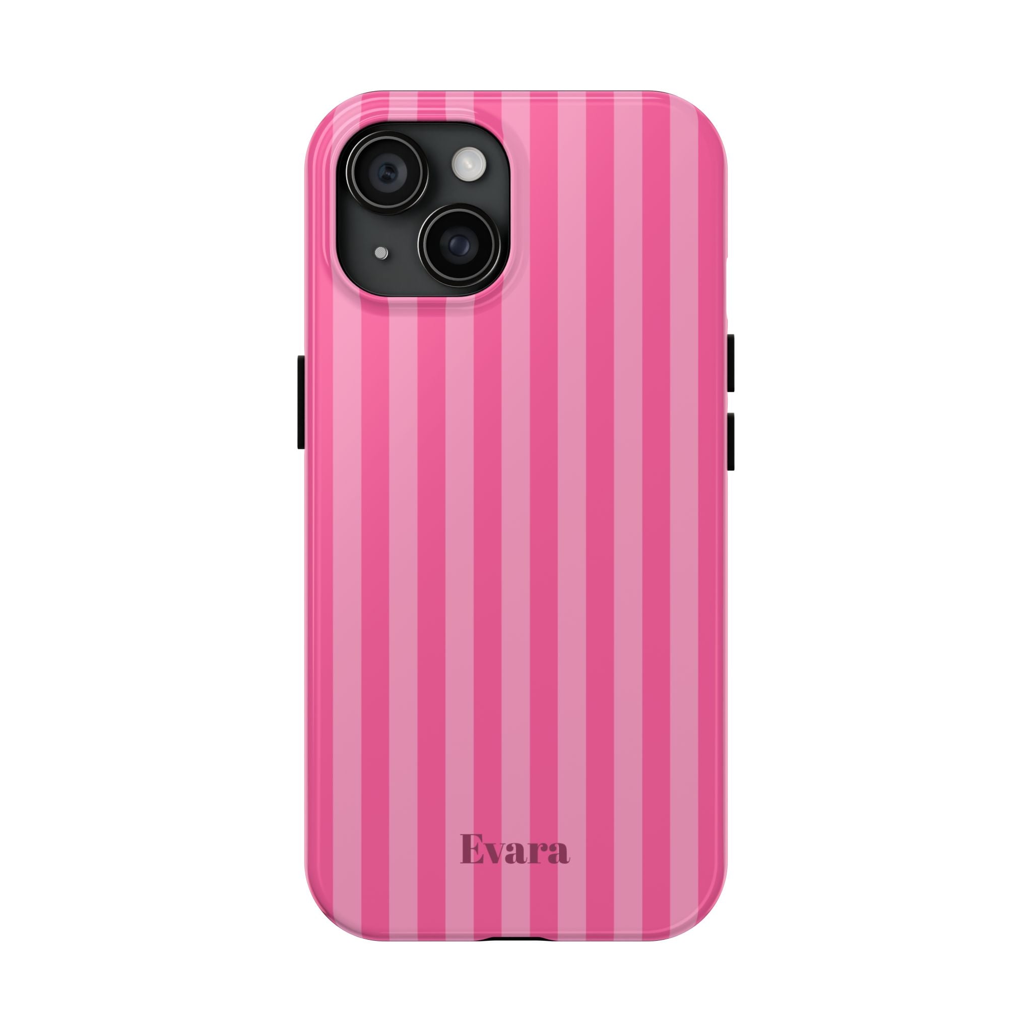 Pink Vertical Stripe Phone Case — Personalized Name Option