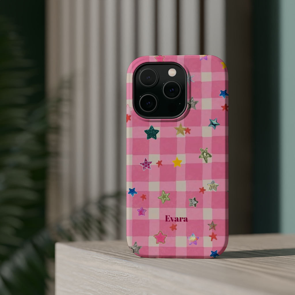 Pink Gingham Star Phone Case- Magsafe
