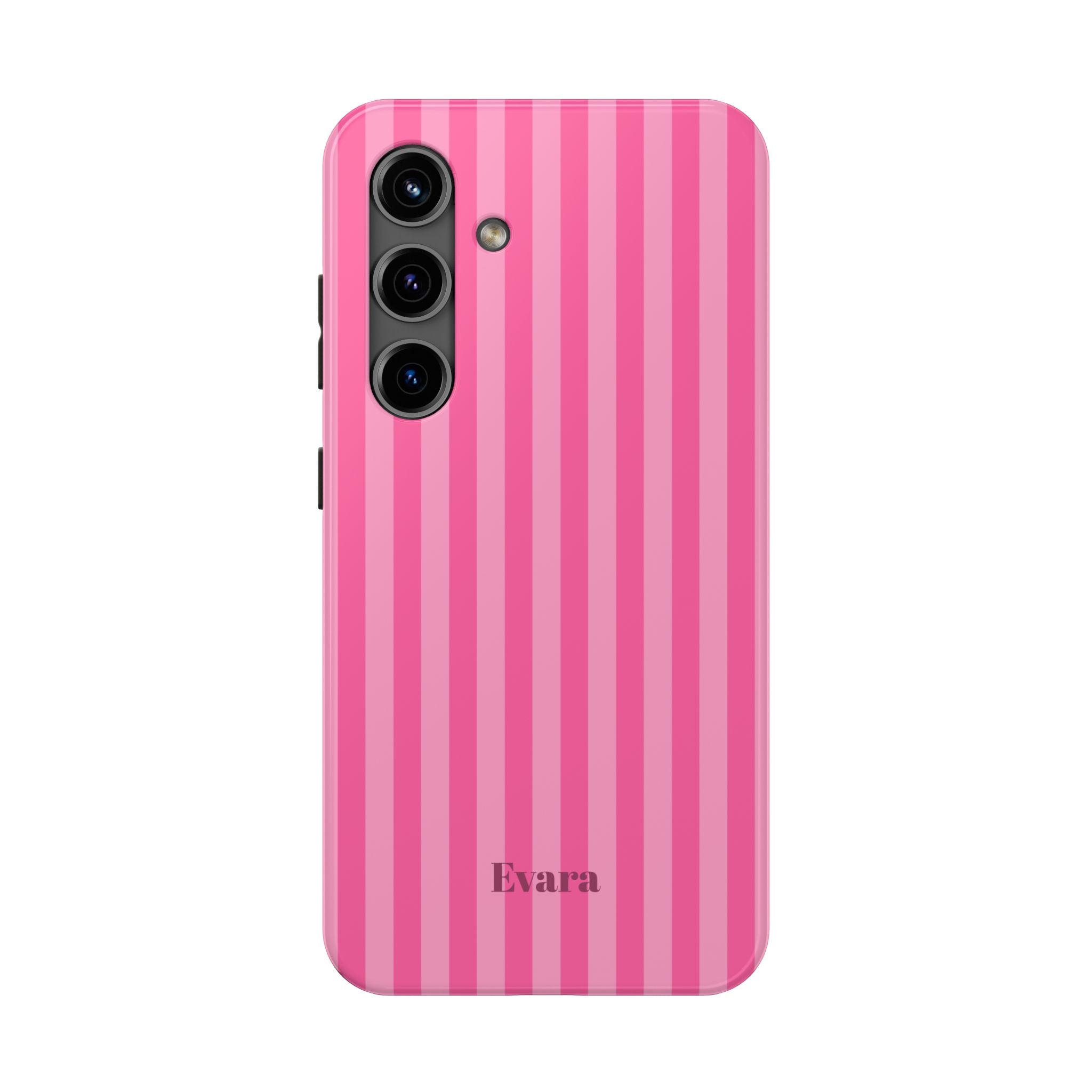 Pink Vertical Stripe Phone Case — Personalized Name Option
