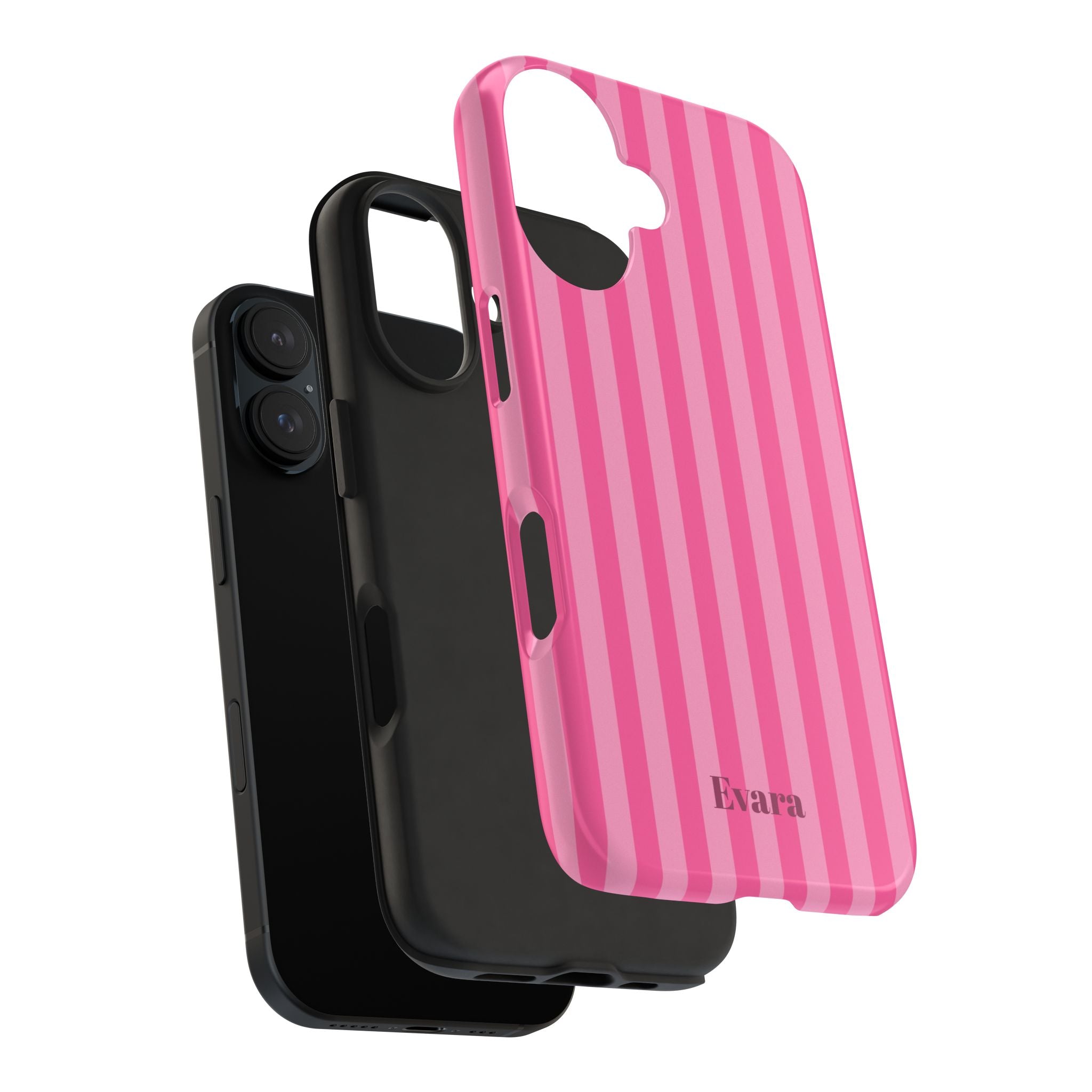 Pink Vertical Stripe Phone Case — Personalized Name Option