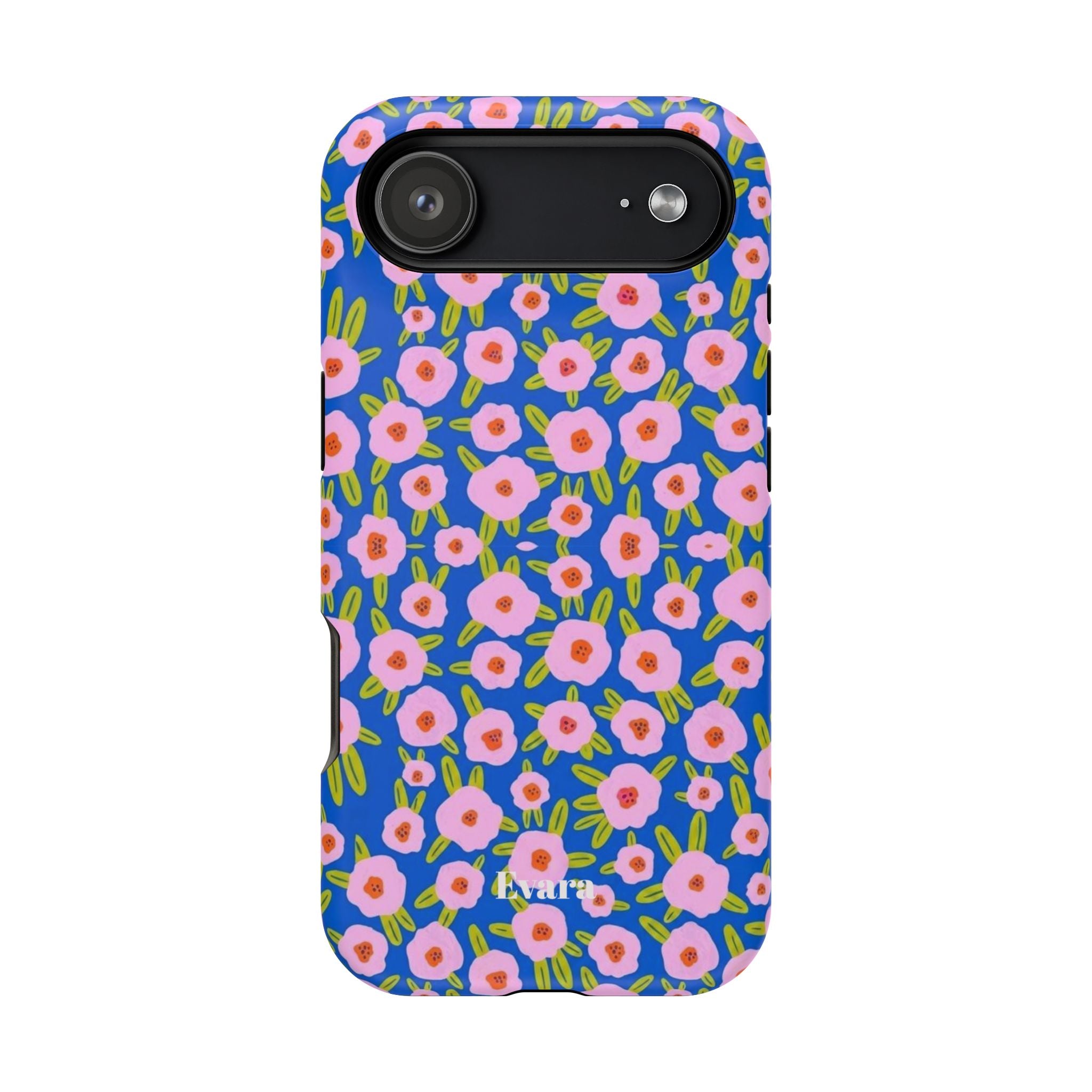 Bright Blue & Pink Floral Phone Case- Magsafe