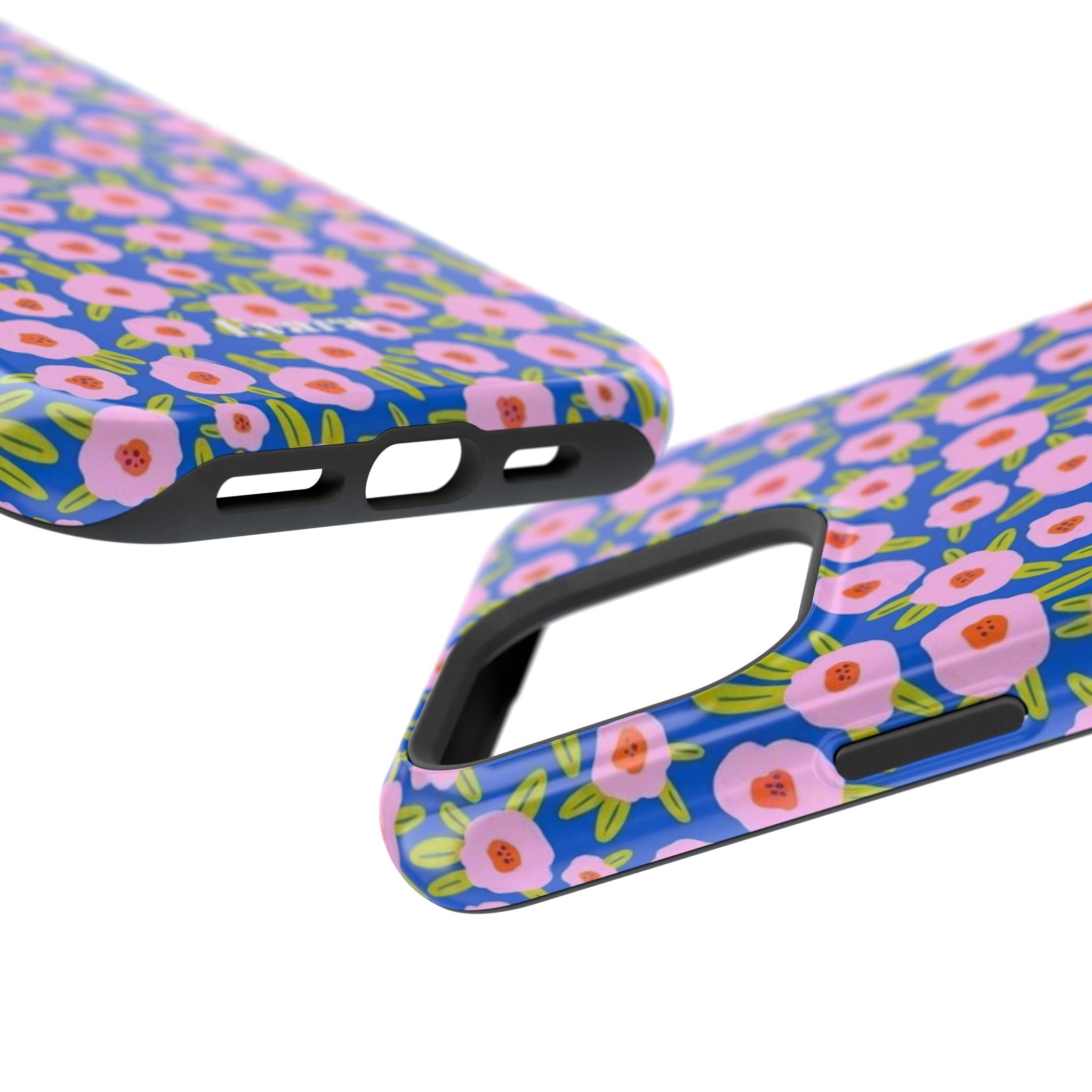 Bright Blue & Pink Floral Phone Case- Magsafe