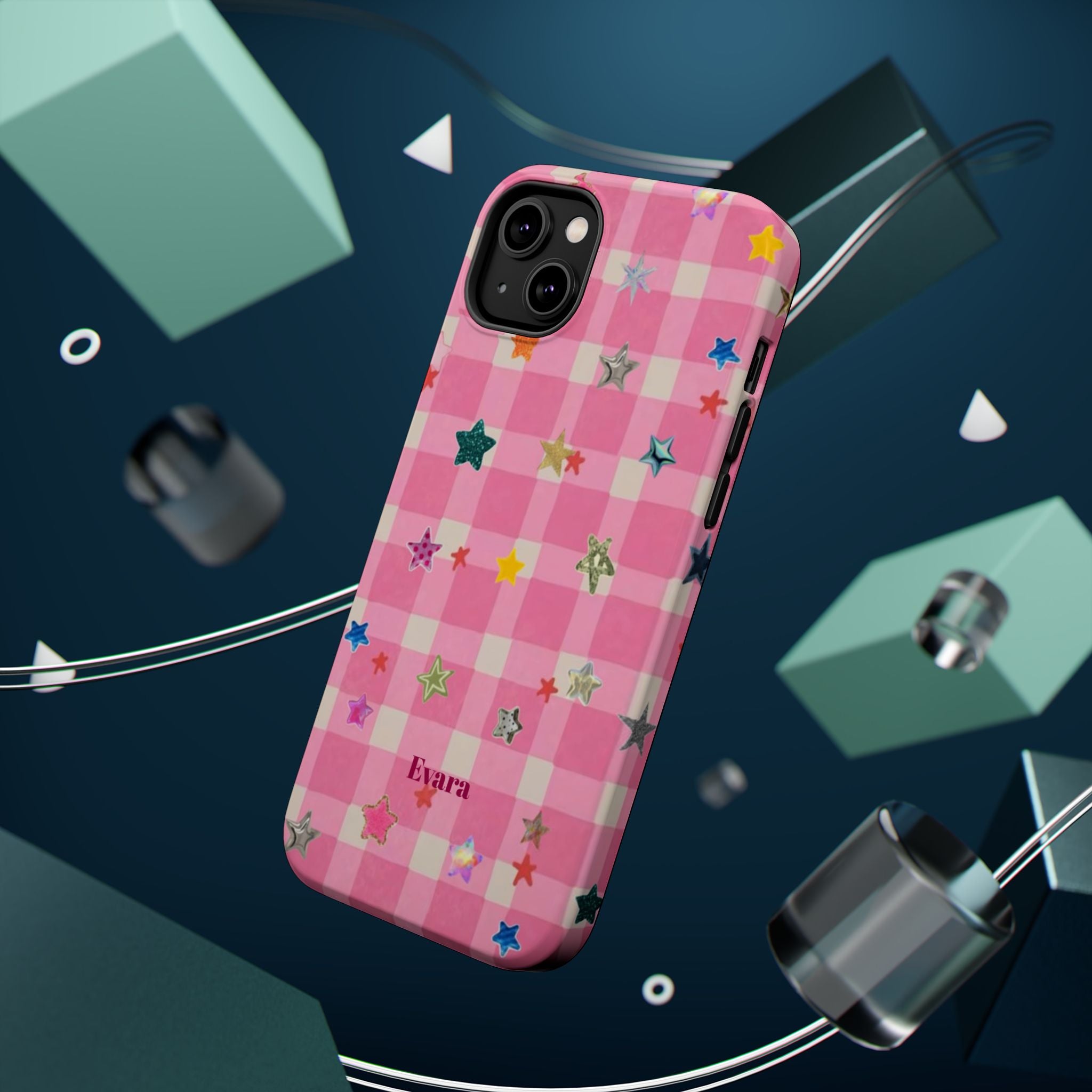 Pink Gingham Star Phone Case- Magsafe