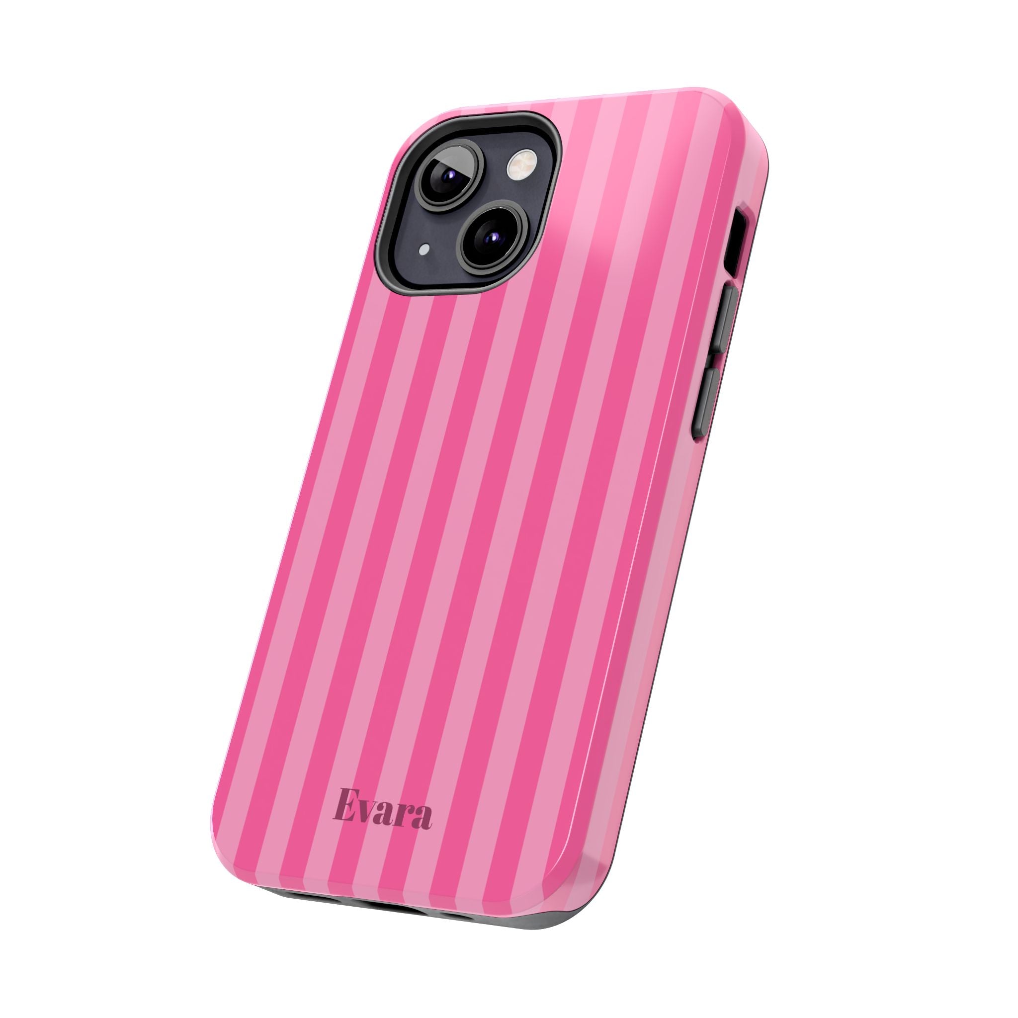 Pink Vertical Stripe Phone Case — Personalized Name Option