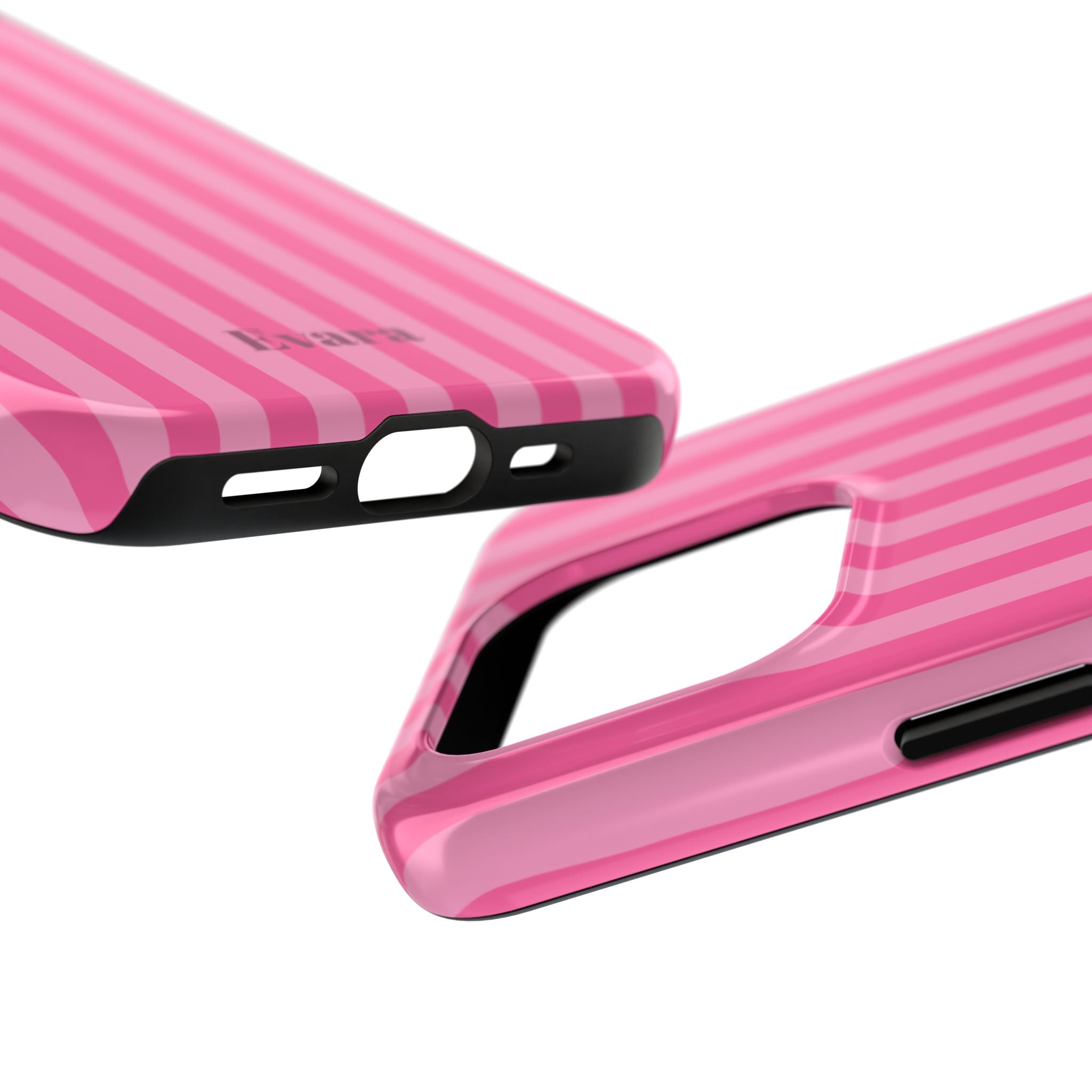 Pink Vertical Stripe Phone Case — Personalized Name Option