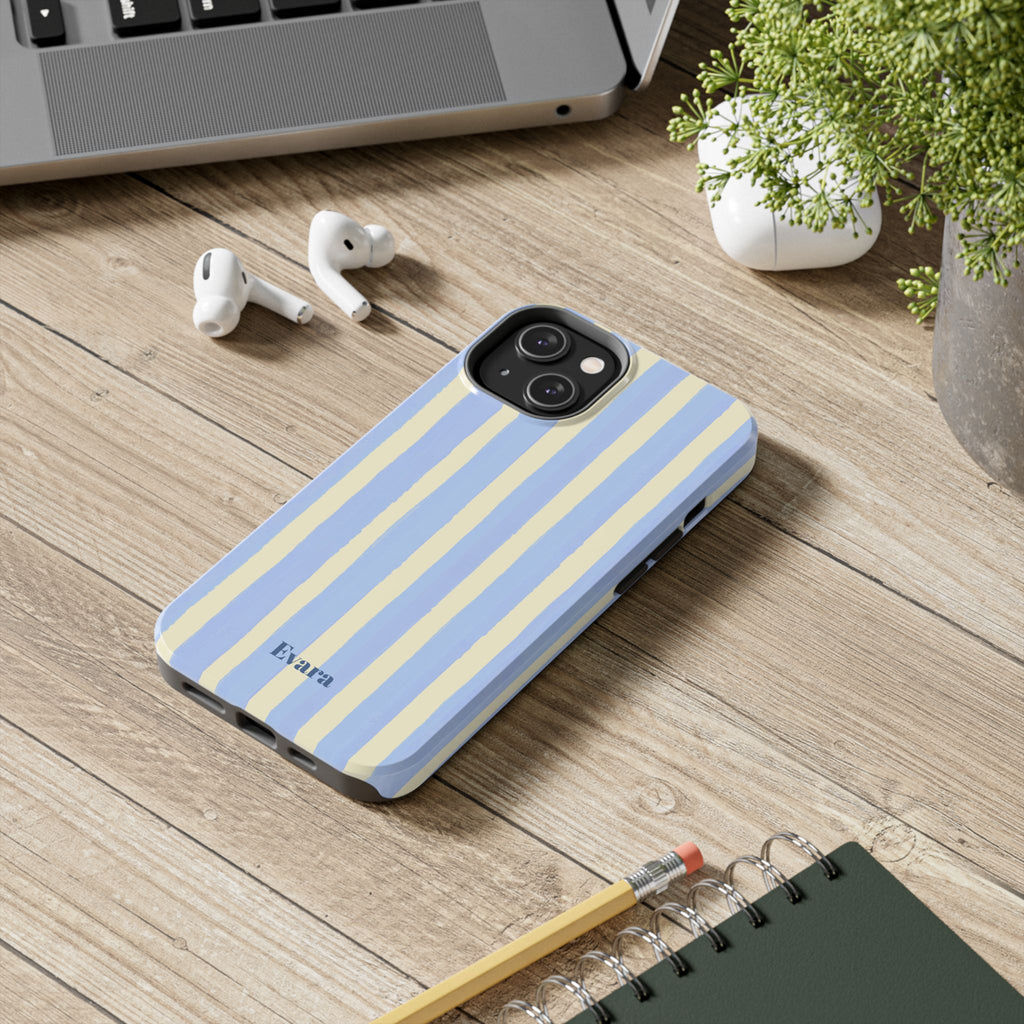 Pastel Blue & Cream Stripe Phone Case