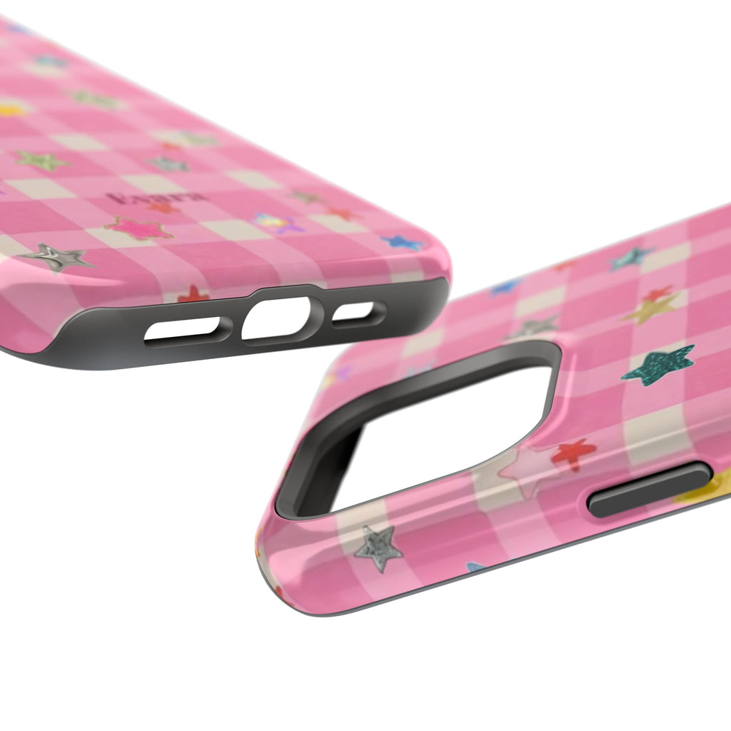 Pink Gingham Star Phone Case- Magsafe