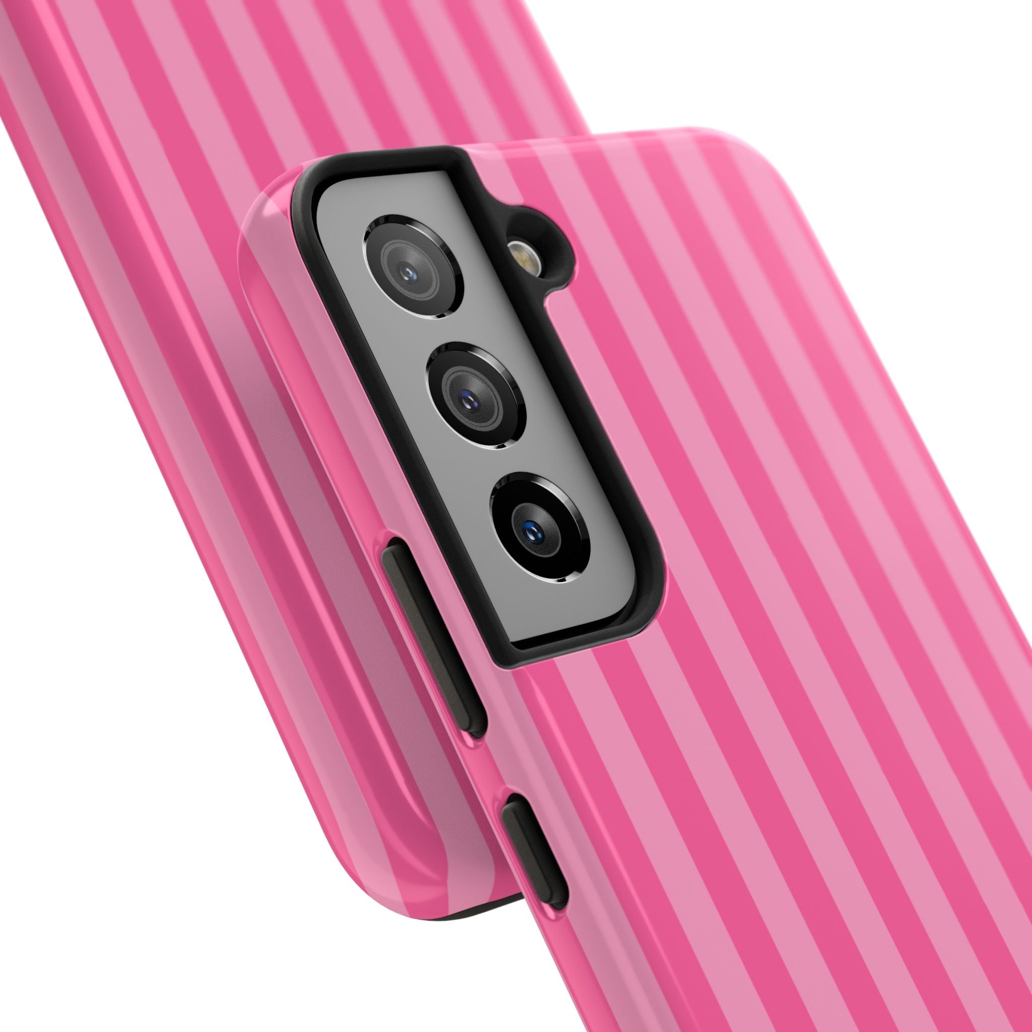 Pink Vertical Stripe Phone Case — Personalized Name Option