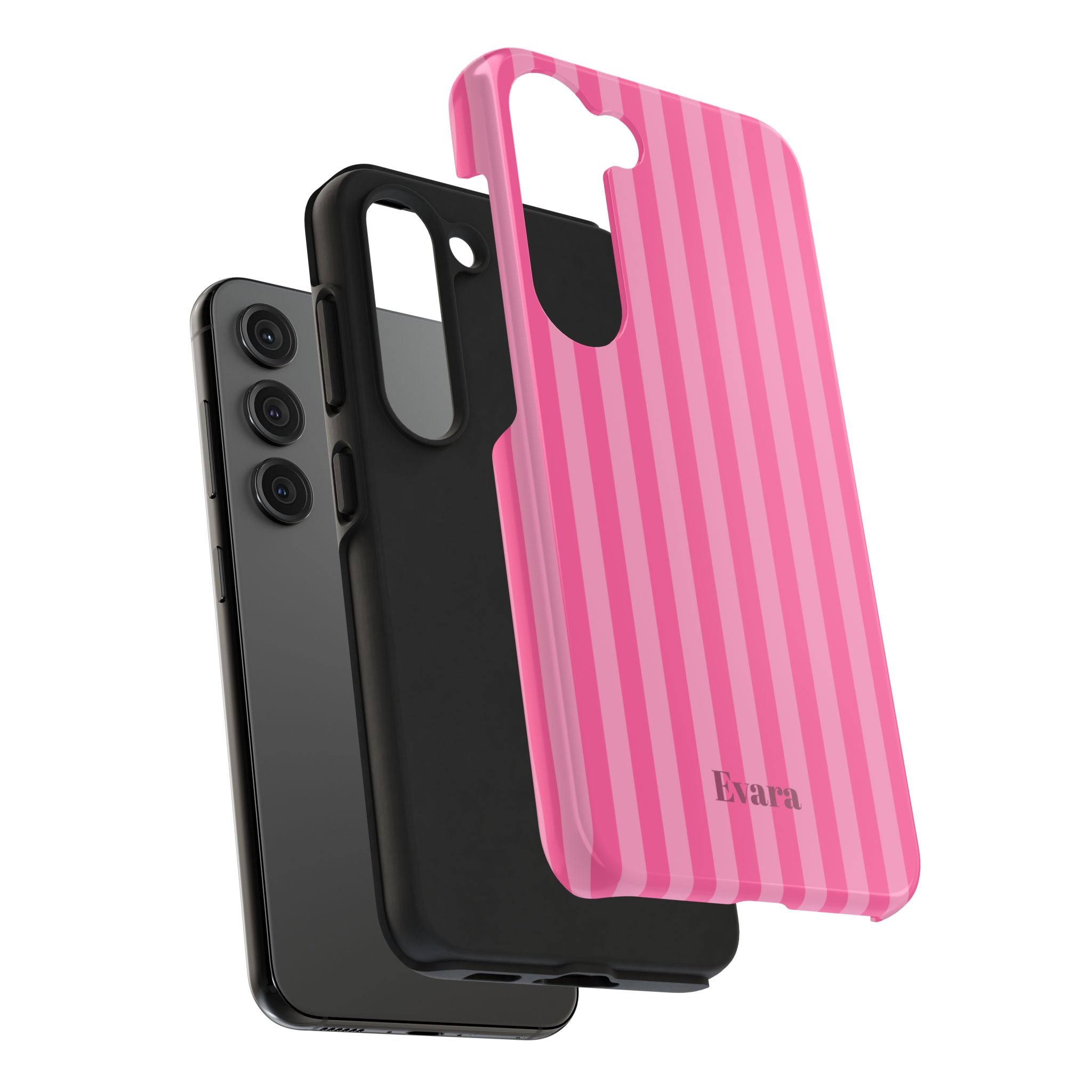 Pink Vertical Stripe Phone Case — Personalized Name Option