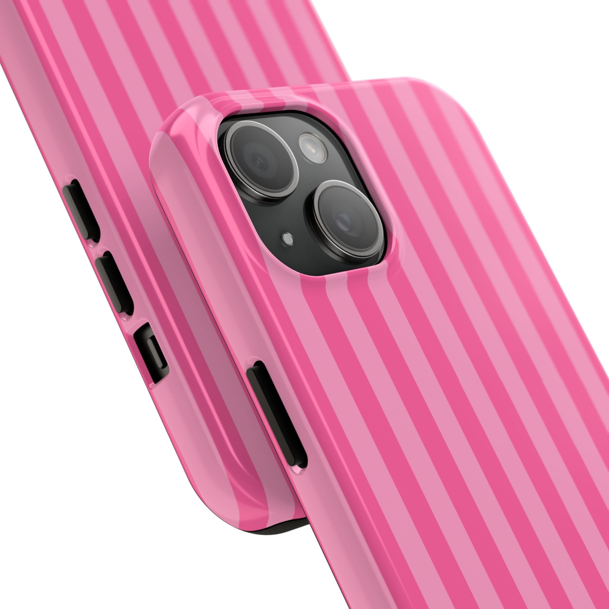 Pink Vertical Stripe Phone Case — Personalized Name Option