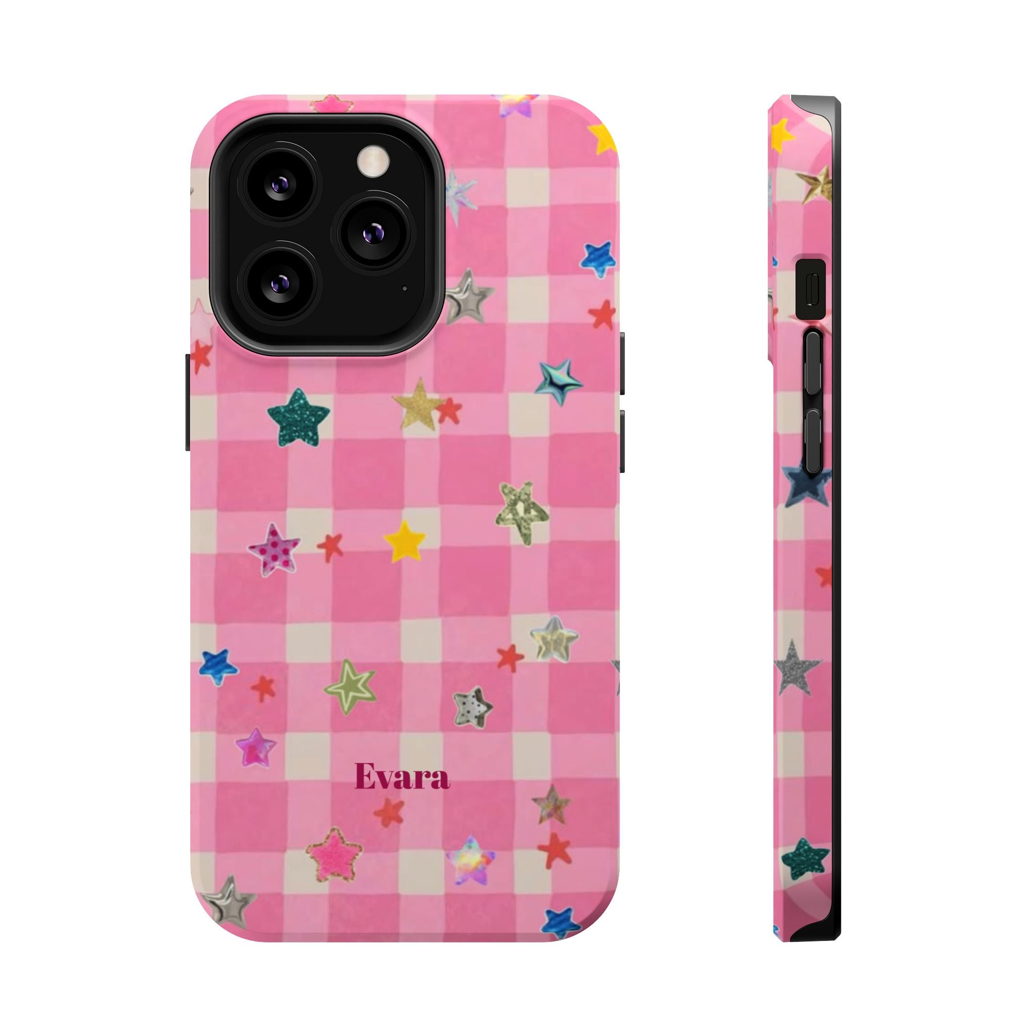 Pink Gingham Star Phone Case- Magsafe
