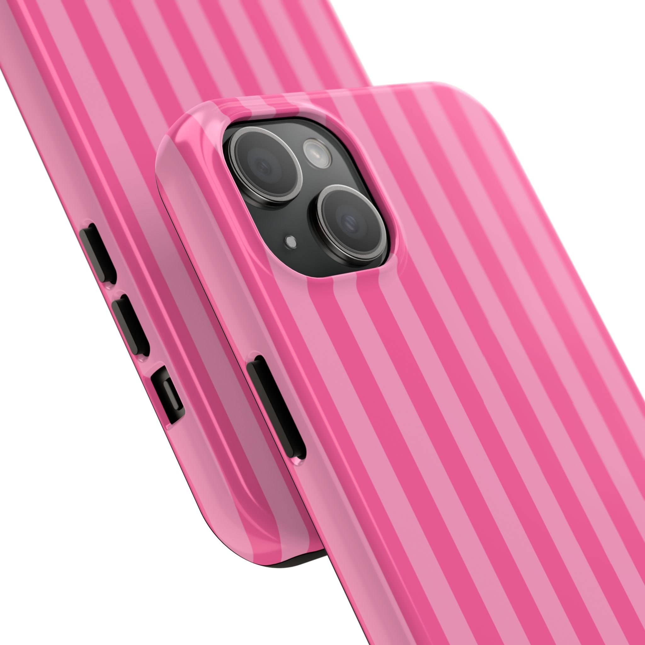 Pink Vertical Stripe Phone Case — Personalized Name Option
