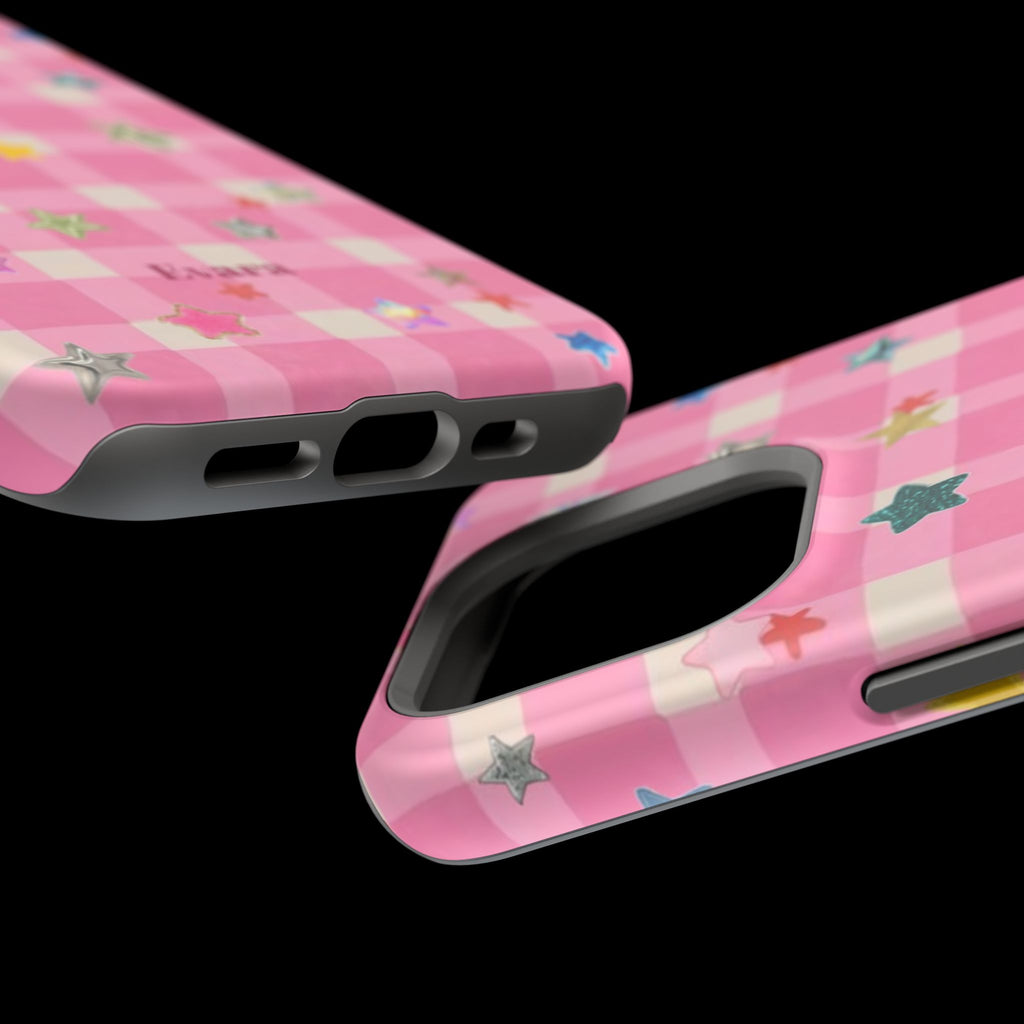 Pink Gingham Star Phone Case- Magsafe