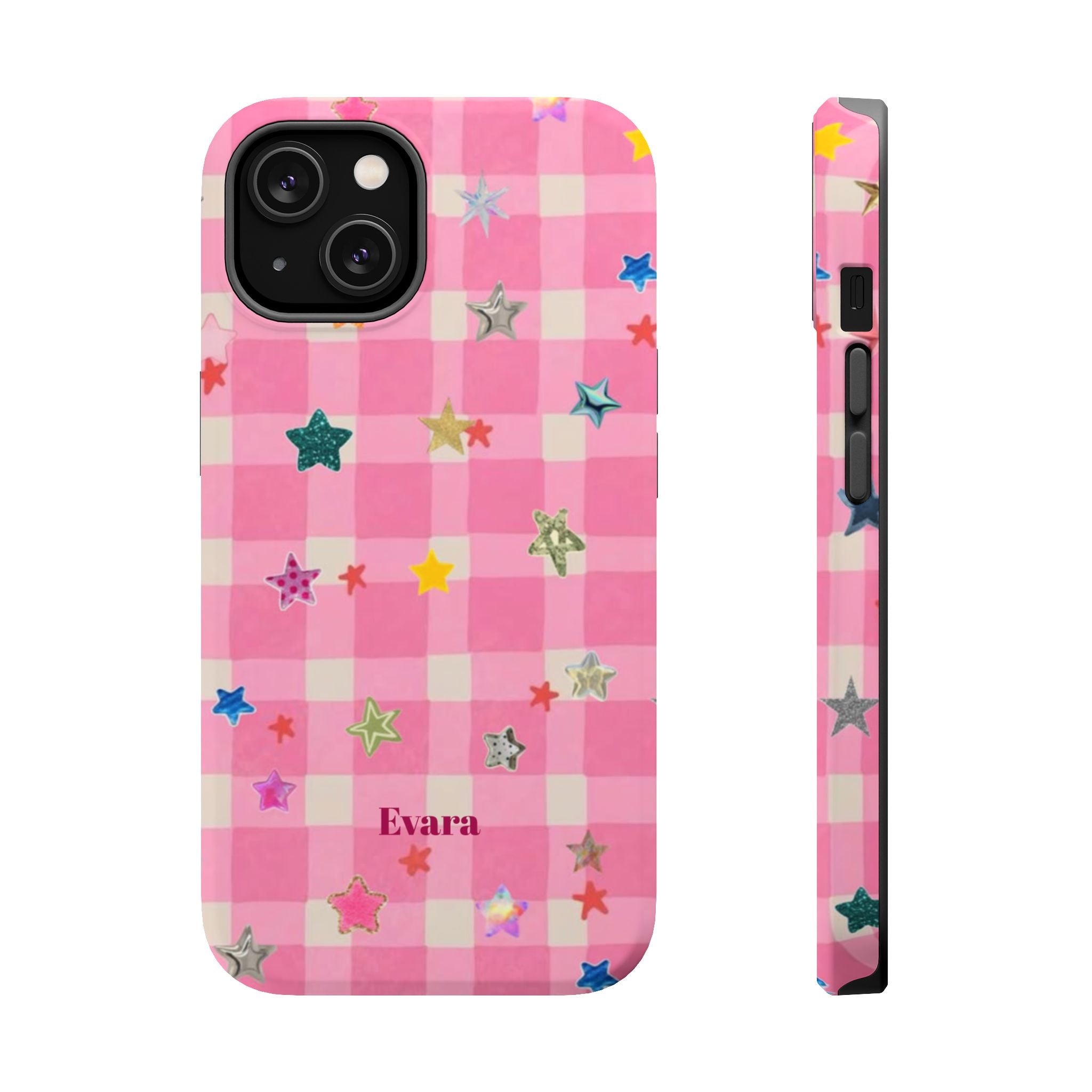 Pink Gingham Star Phone Case- Magsafe