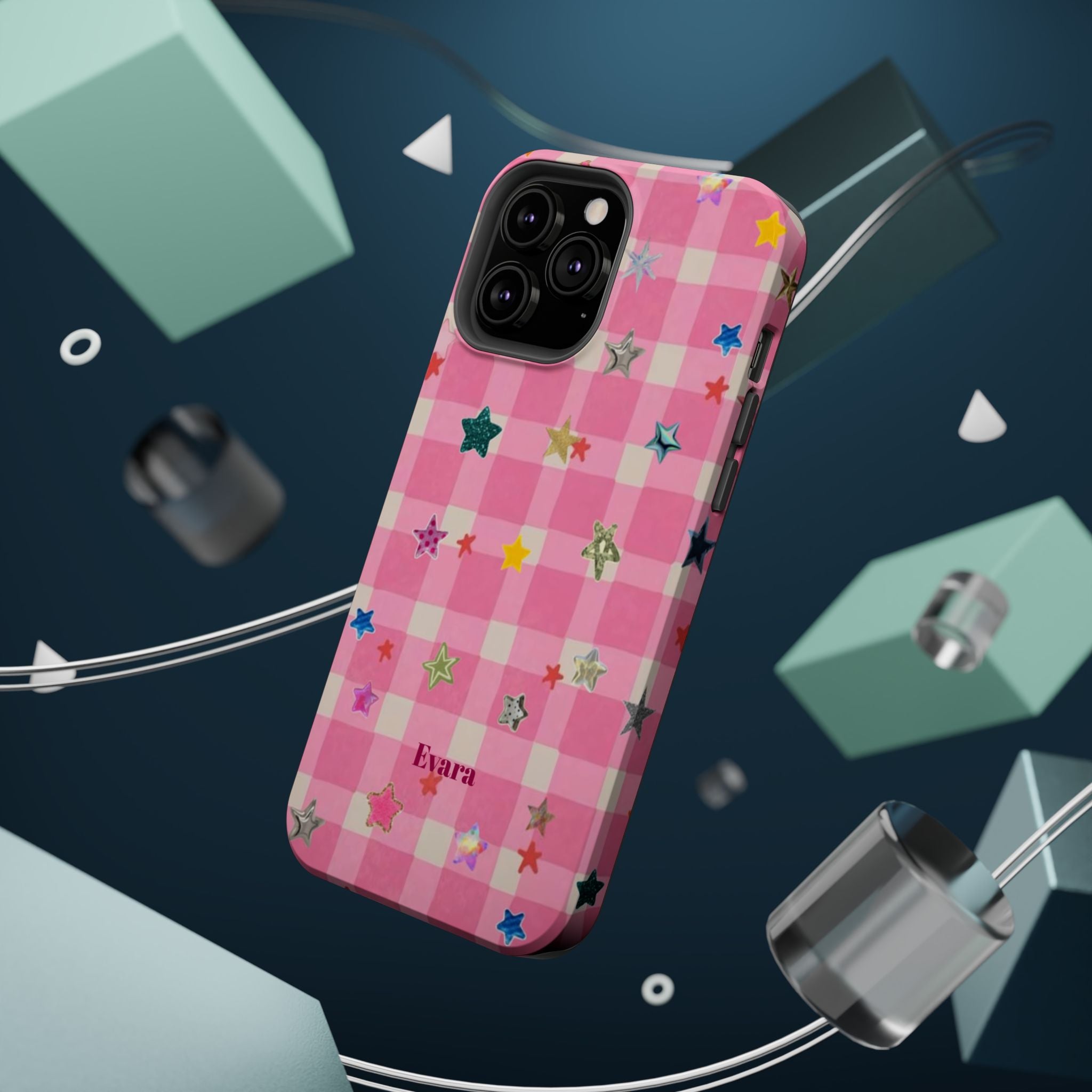 Pink Gingham Star Phone Case- Magsafe