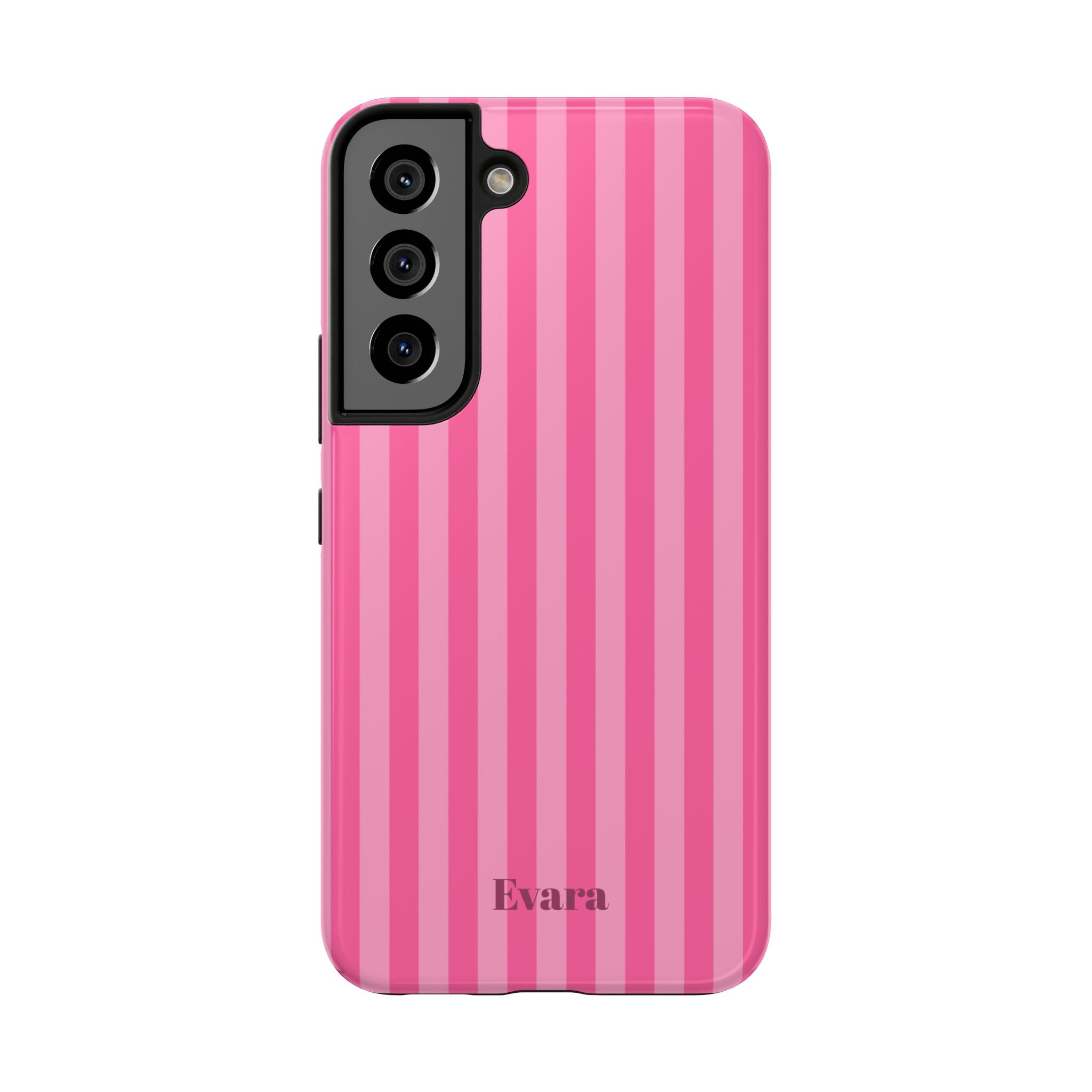 Pink Vertical Stripe Phone Case — Personalized Name Option