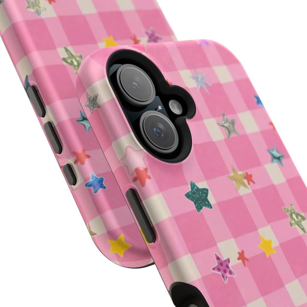 Pink Gingham Star Phone Case- Magsafe