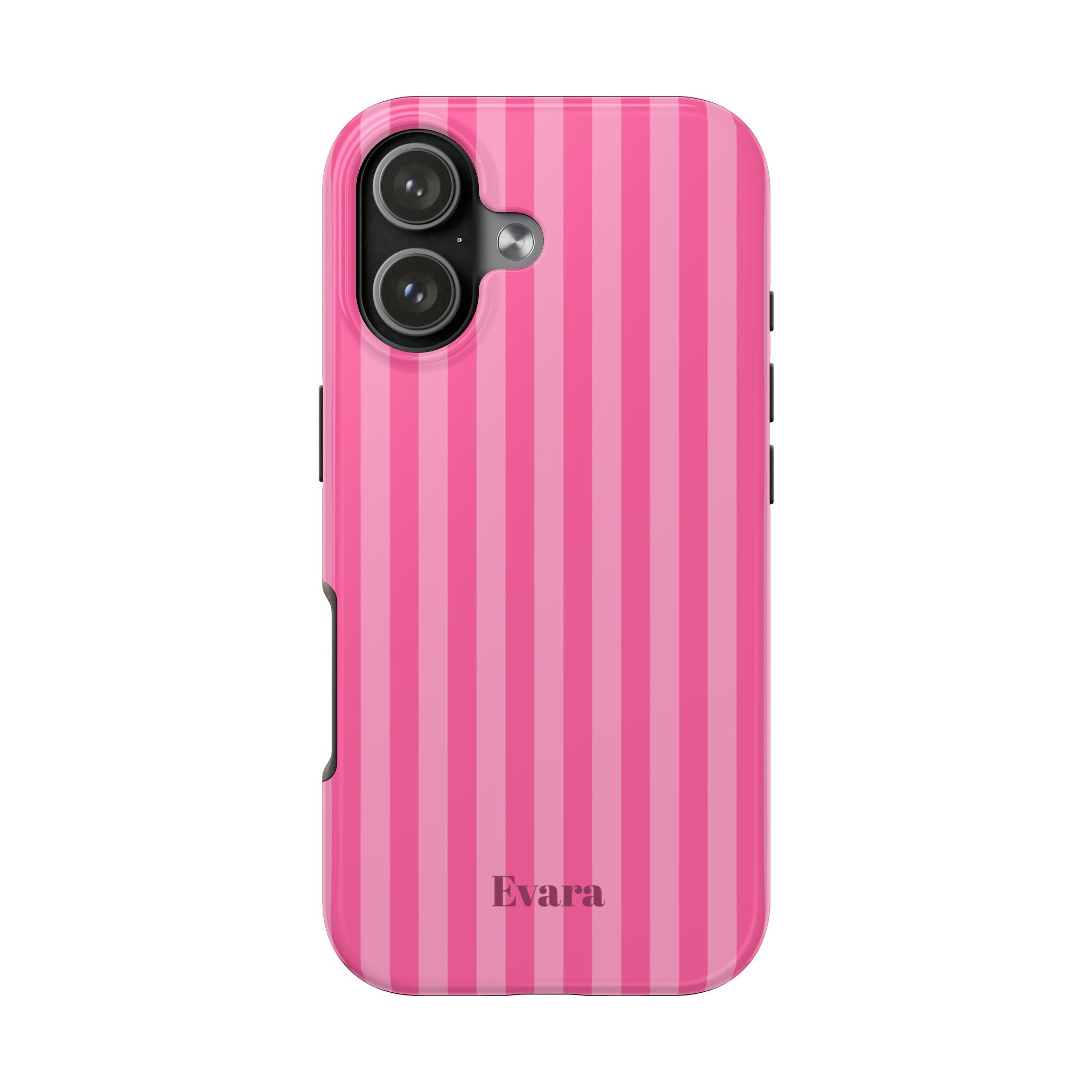 Pink Vertical Stripe Phone Case — Personalized Name Option
