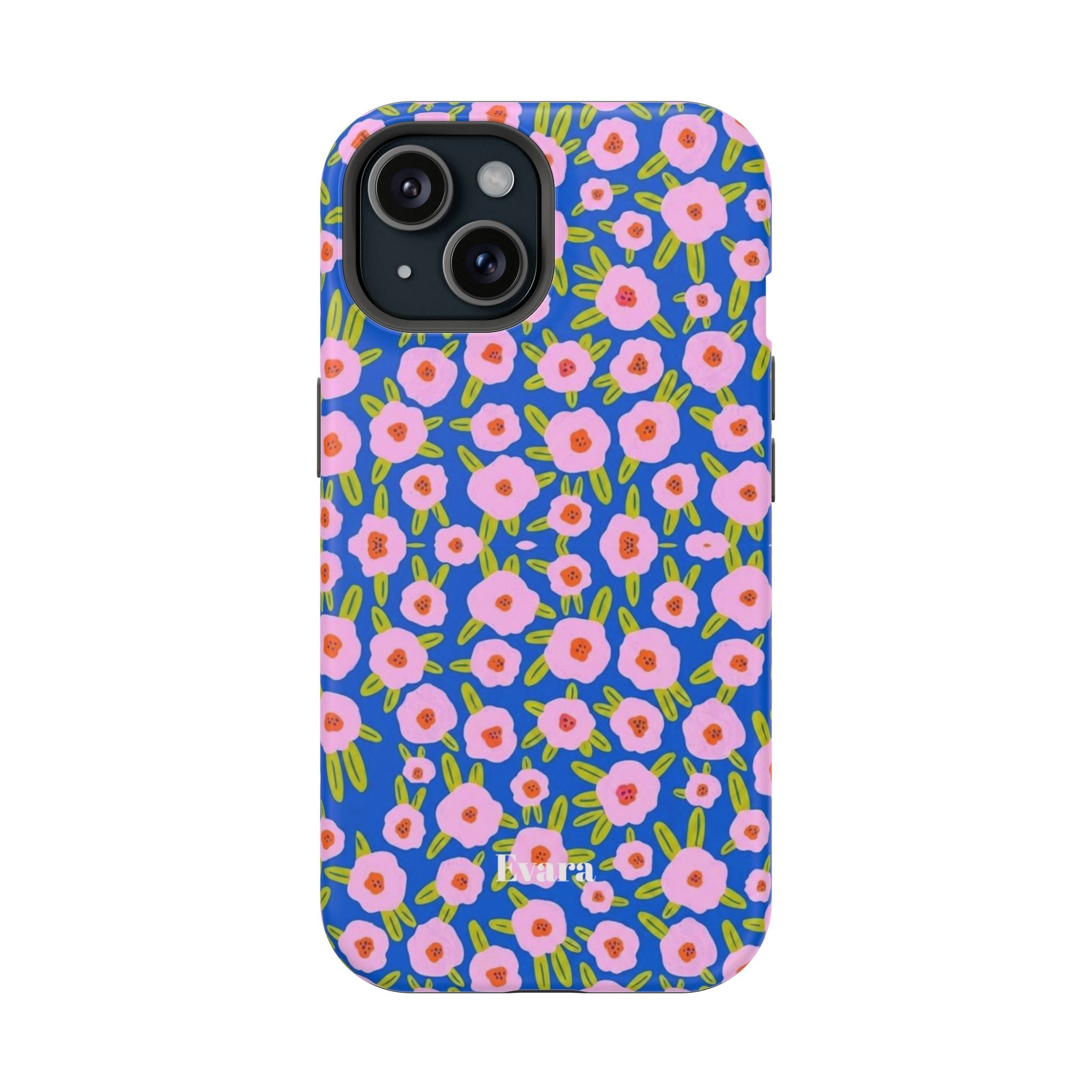 Bright Blue & Pink Floral Phone Case- Magsafe