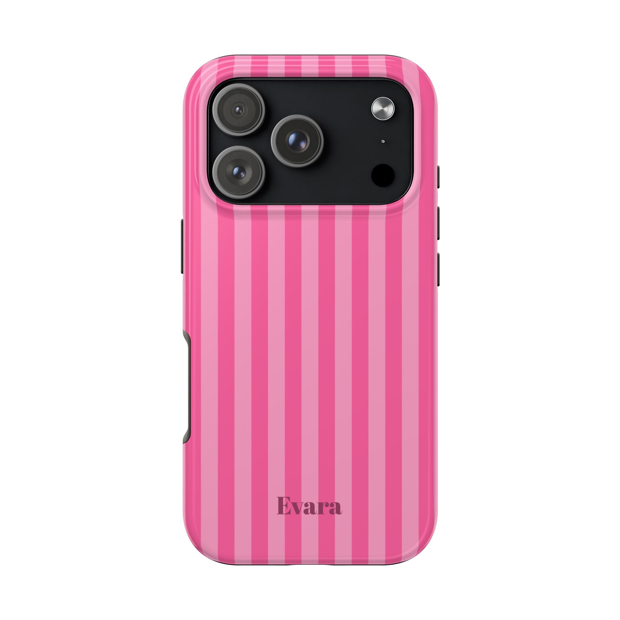 Pink Vertical Stripe Phone Case — Personalized Name Option