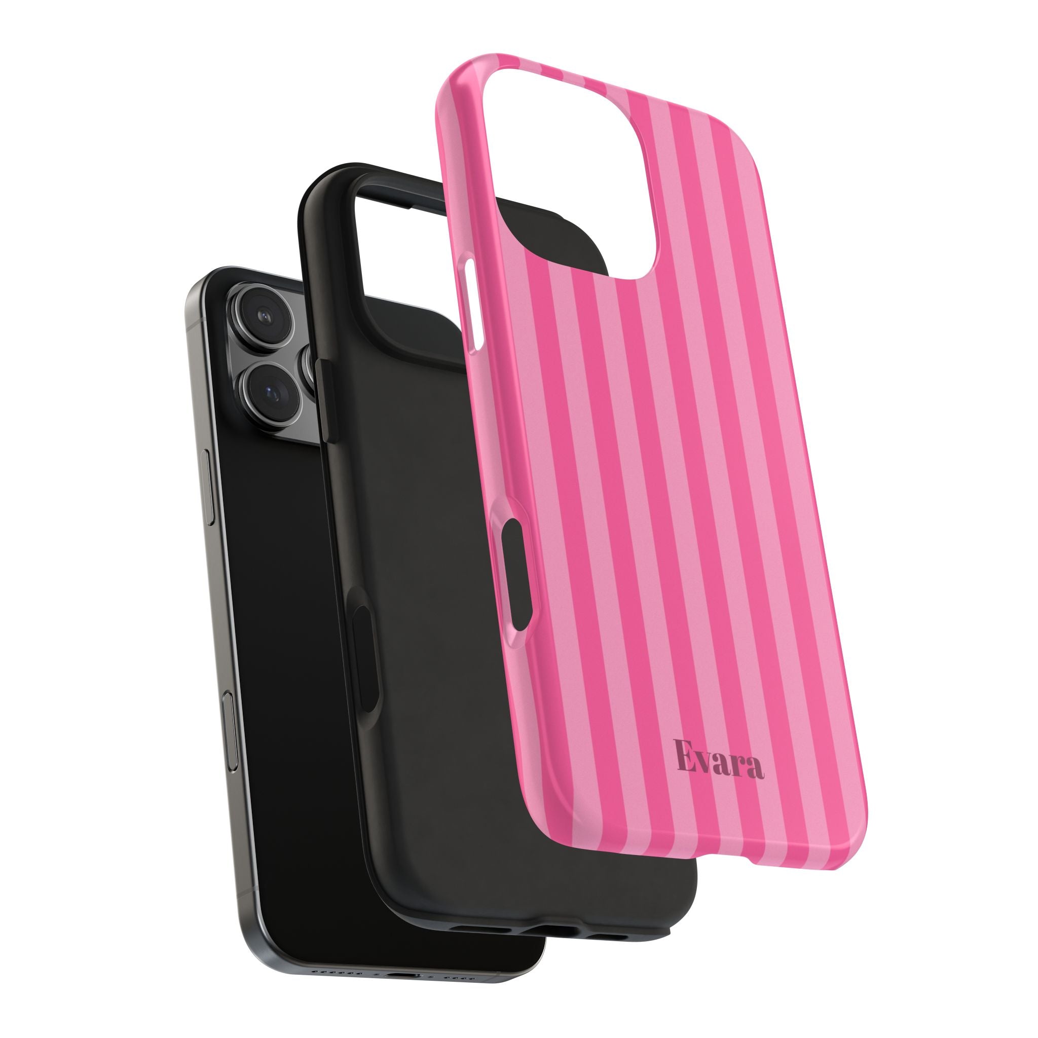 Pink Vertical Stripe Phone Case — Personalized Name Option