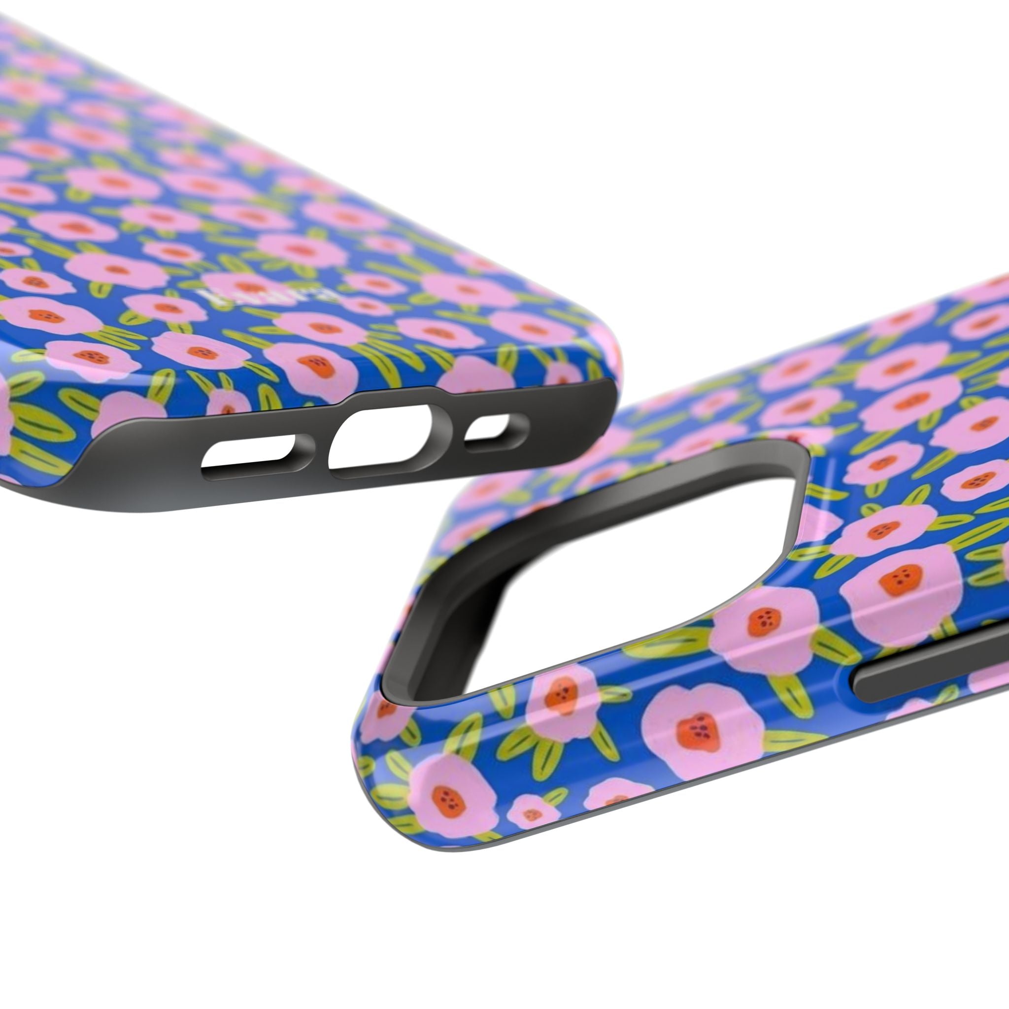 Bright Blue & Pink Floral Phone Case- Magsafe
