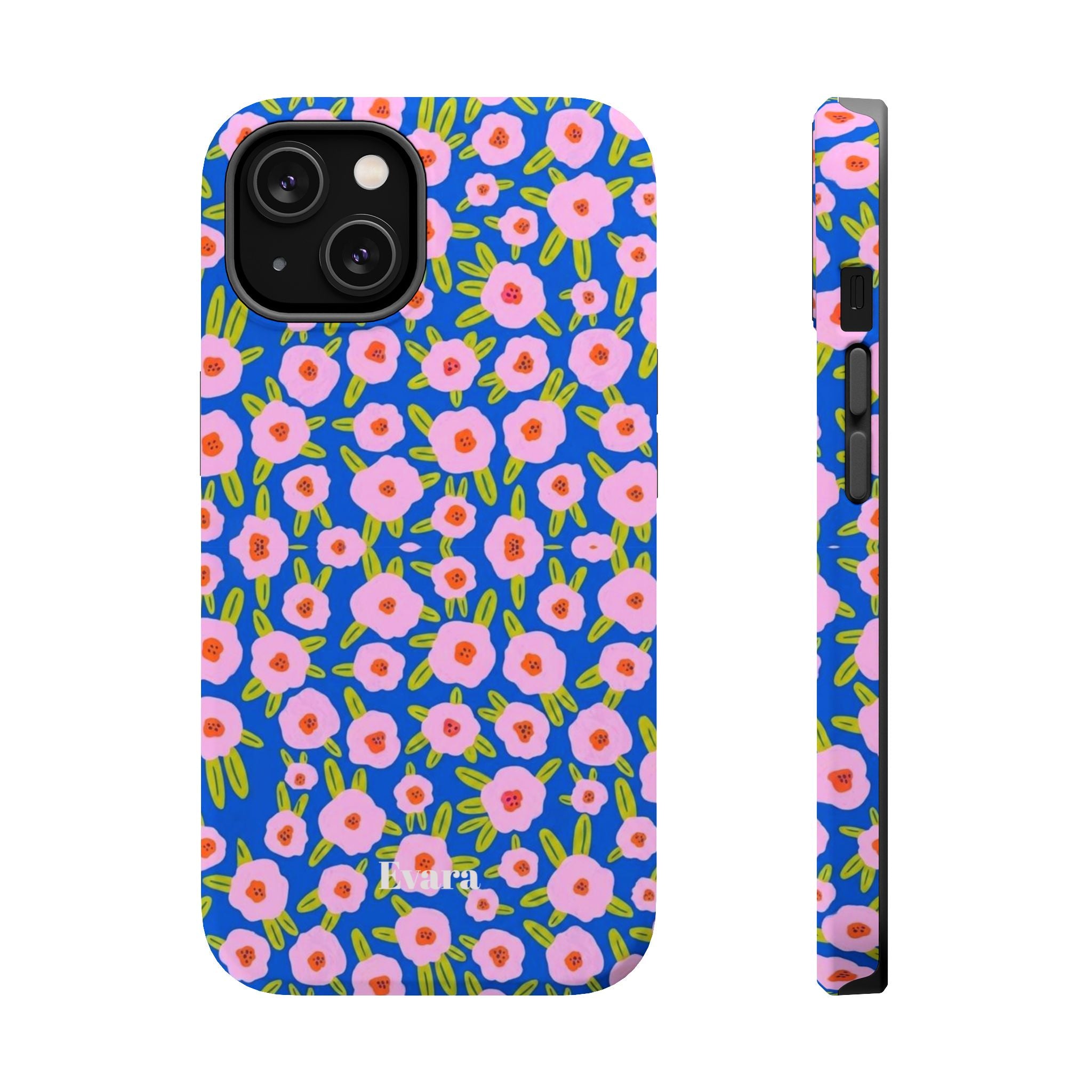 Bright Blue & Pink Floral Phone Case- Magsafe