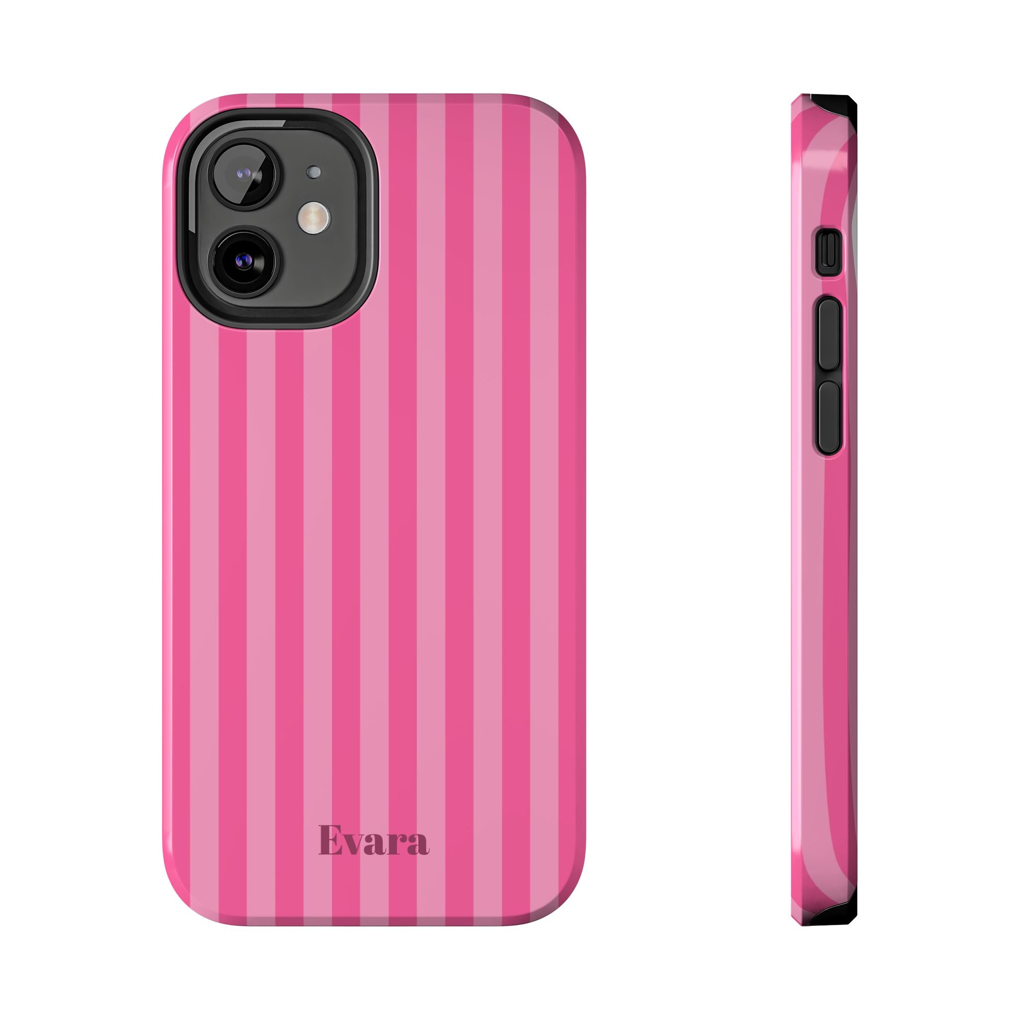 Pink Vertical Stripe Phone Case — Personalized Name Option
