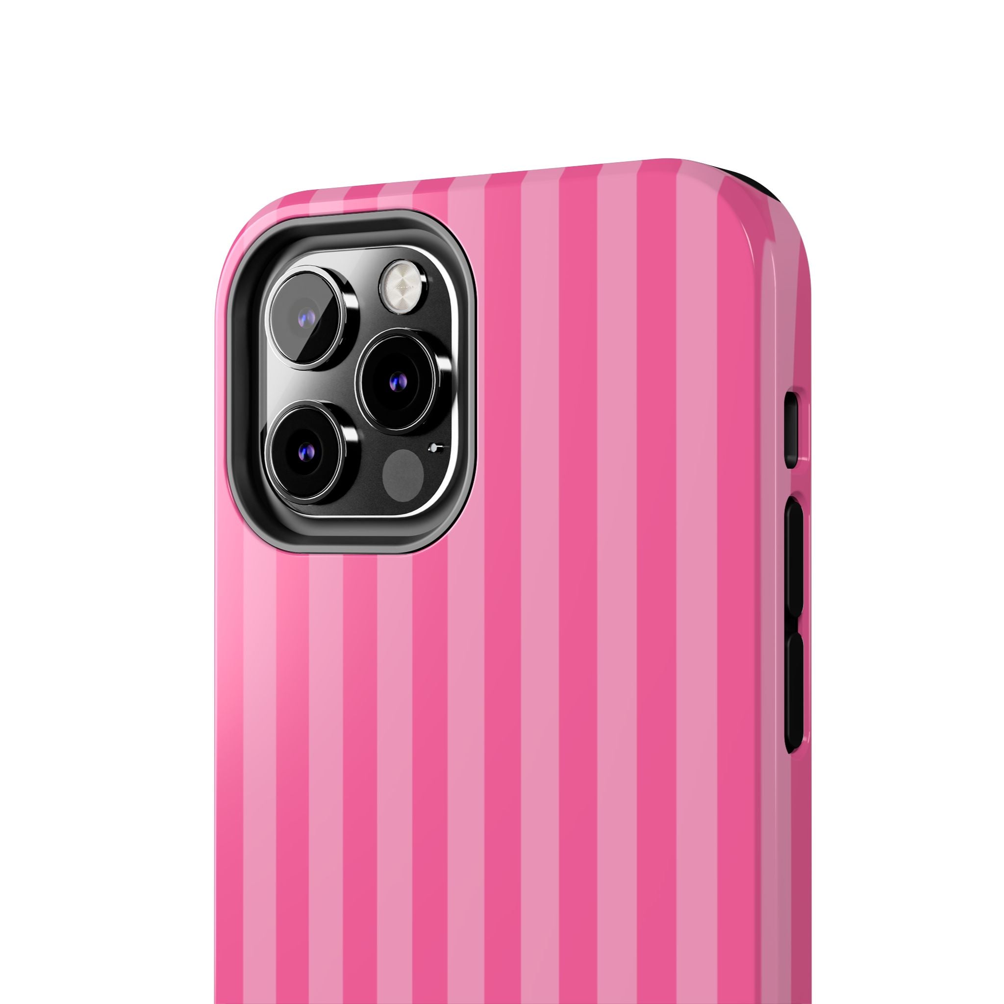 Pink Vertical Stripe Phone Case — Personalized Name Option