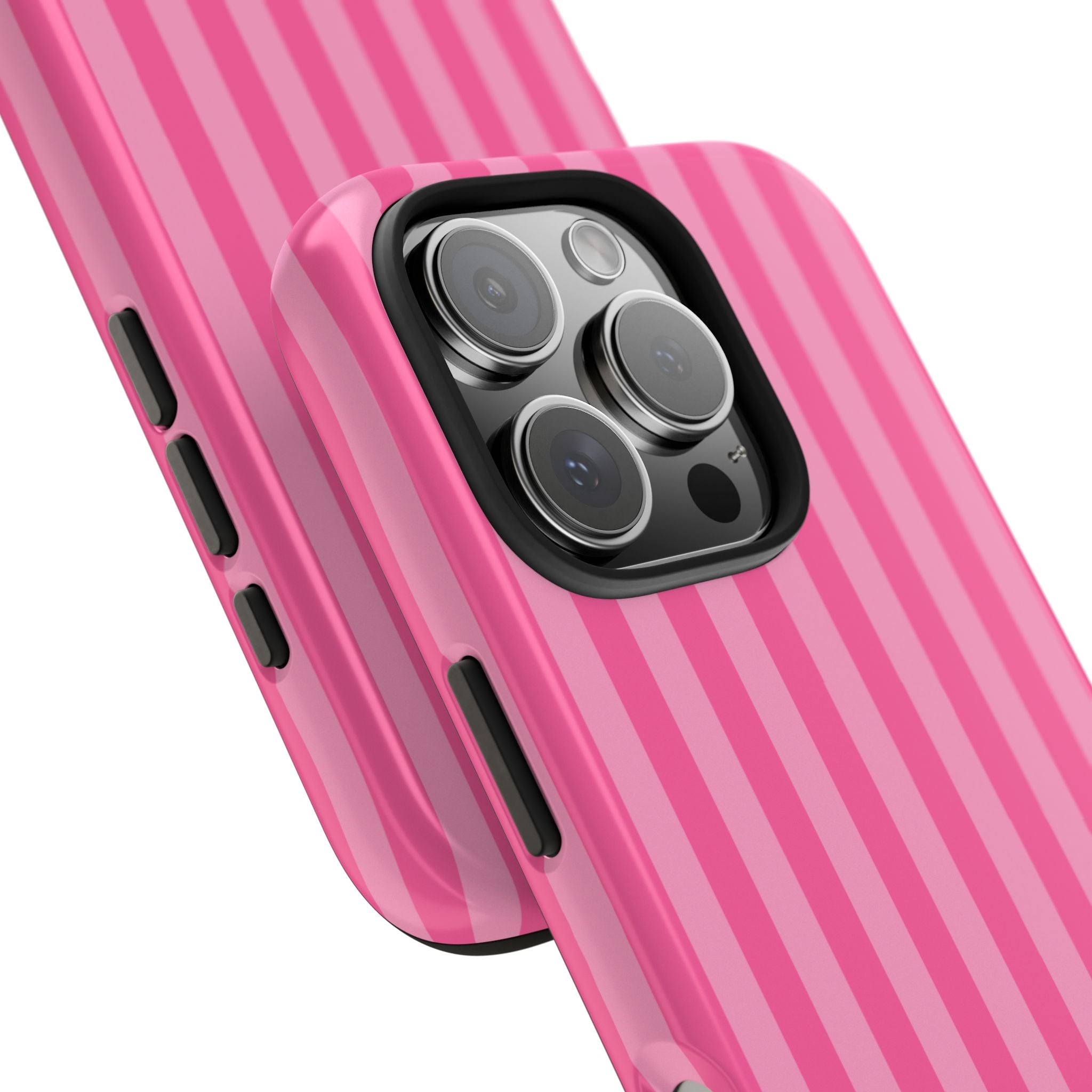 Pink Vertical Stripe Phone Case — Personalized Name Option