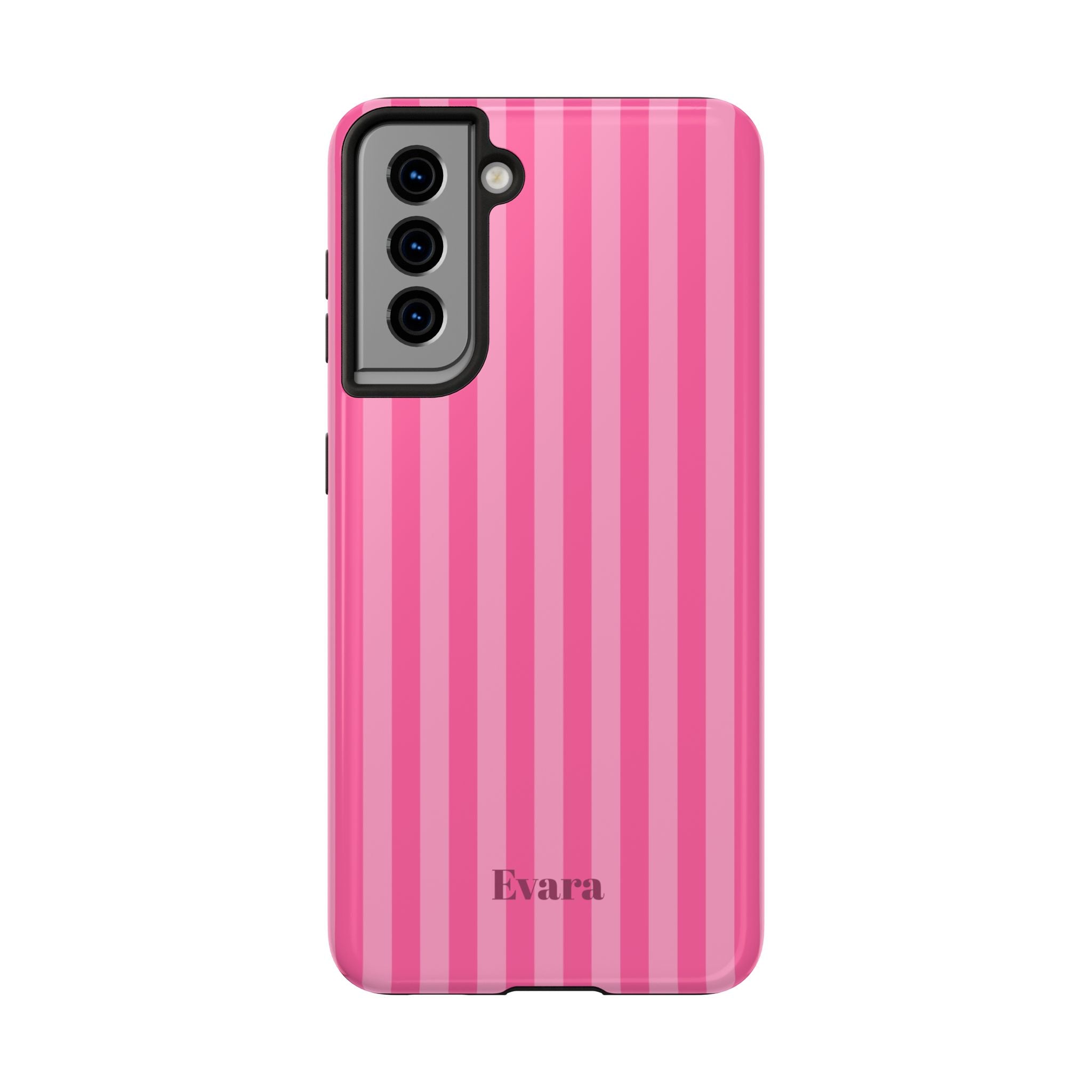 Pink Vertical Stripe Phone Case — Personalized Name Option