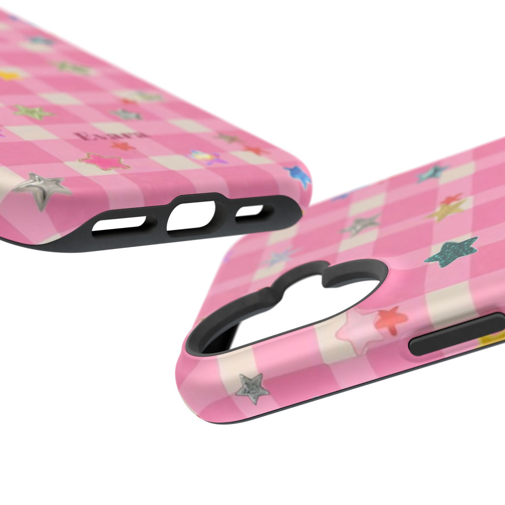 Pink Gingham Star Phone Case- Magsafe