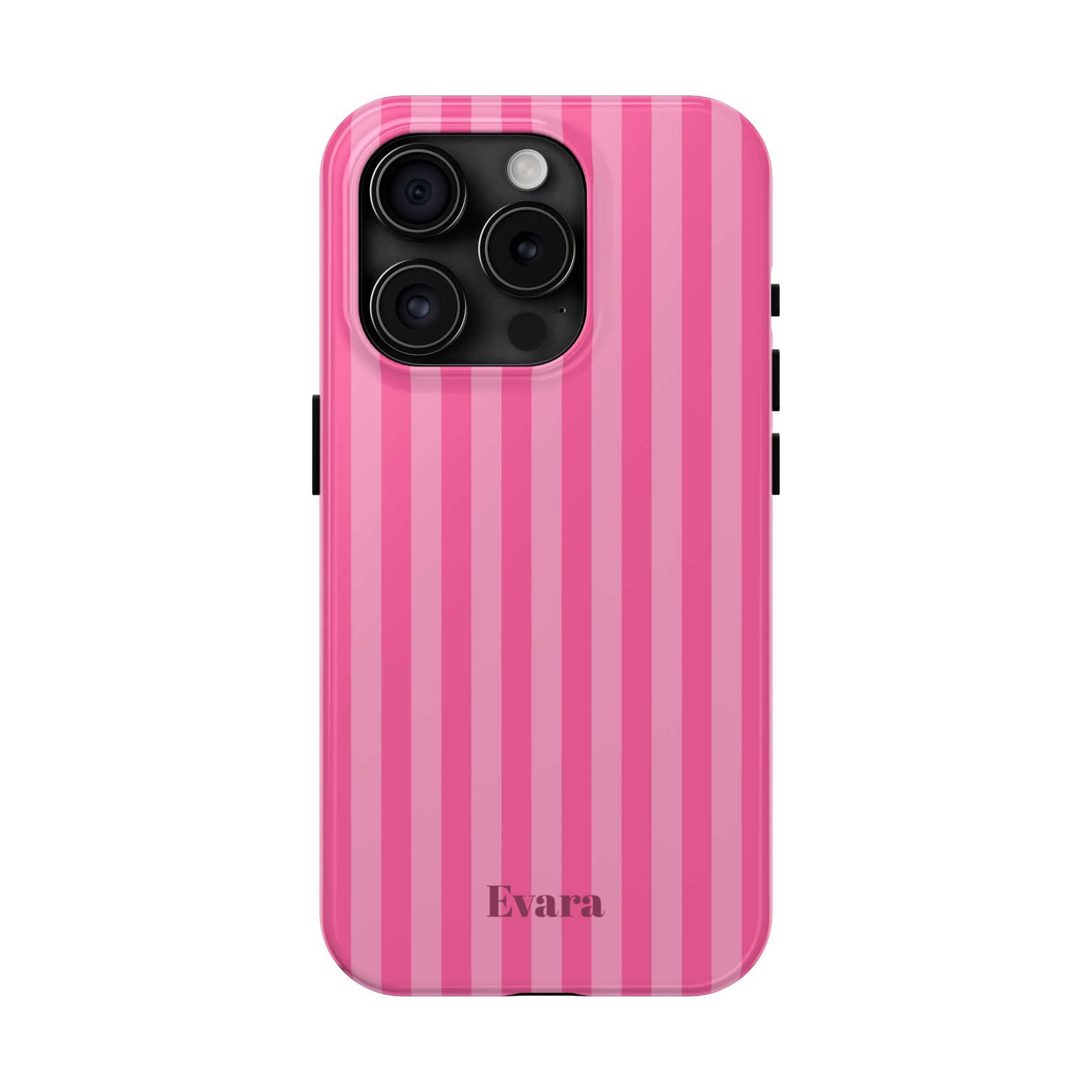 Pink Vertical Stripe Phone Case — Personalized Name Option