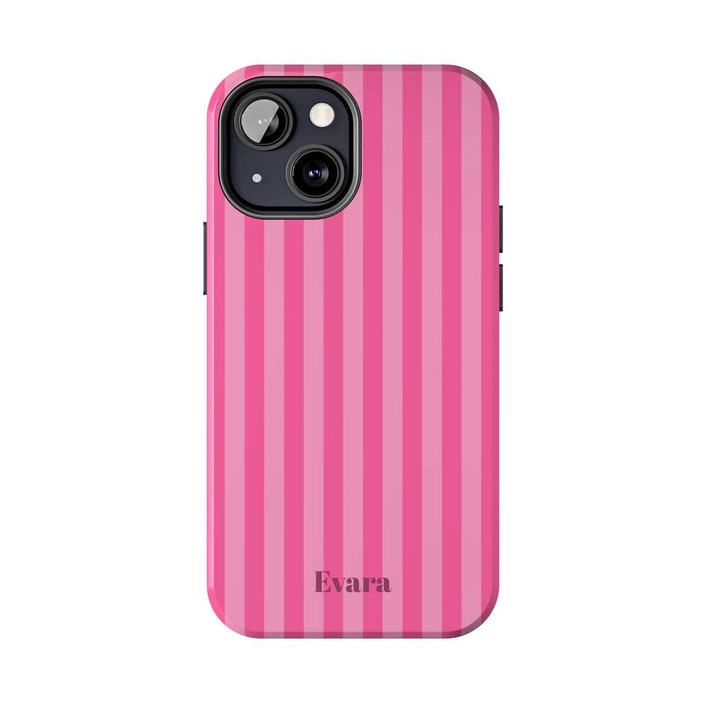 Pink Vertical Stripe Phone Case — Personalized Name Option