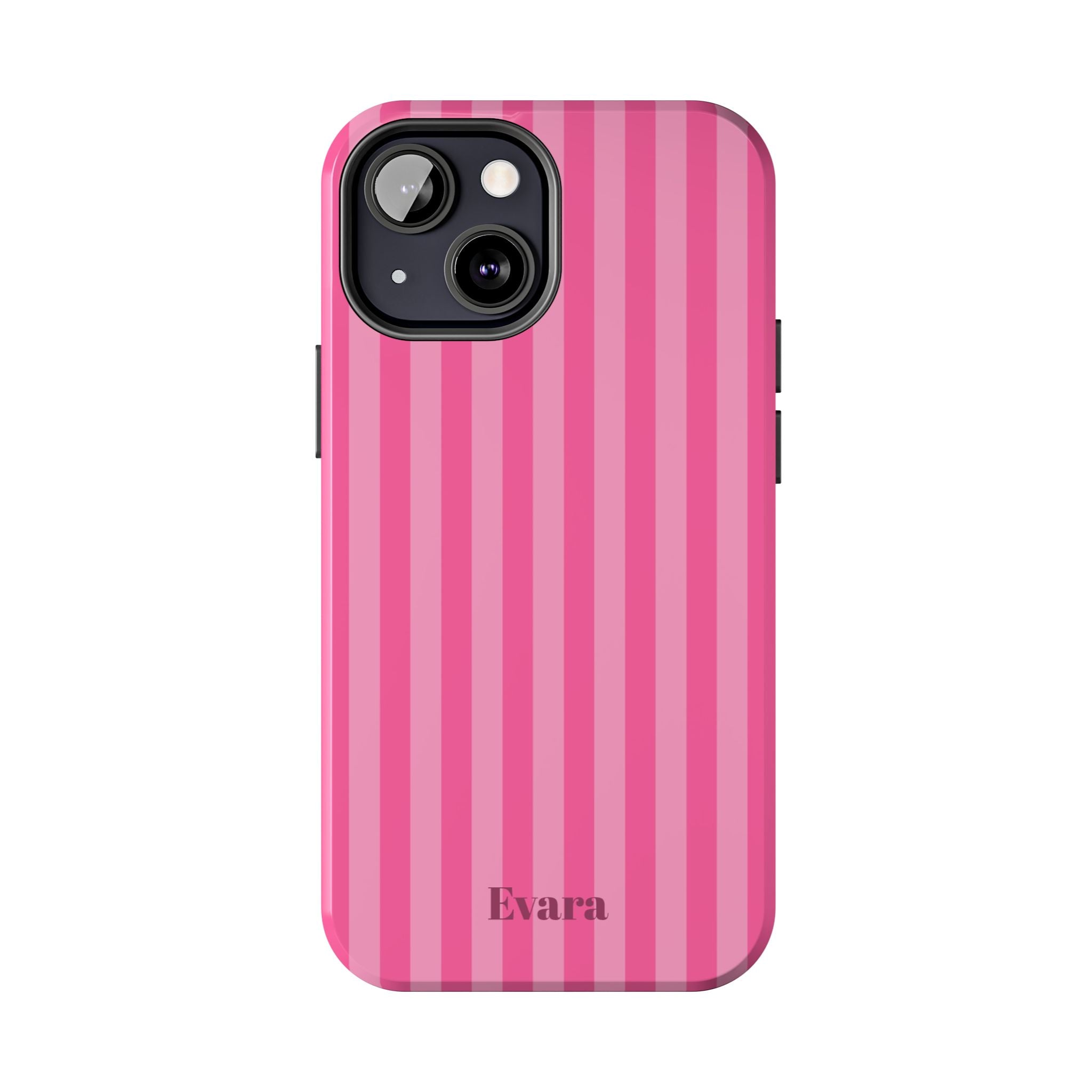 Pink Vertical Stripe Phone Case — Personalized Name Option